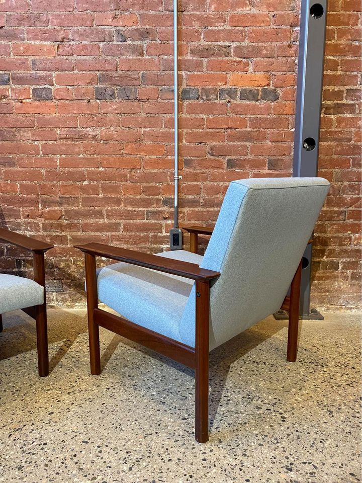 Pair of 1960s Afromosia Teak Danish Lounge Chairs