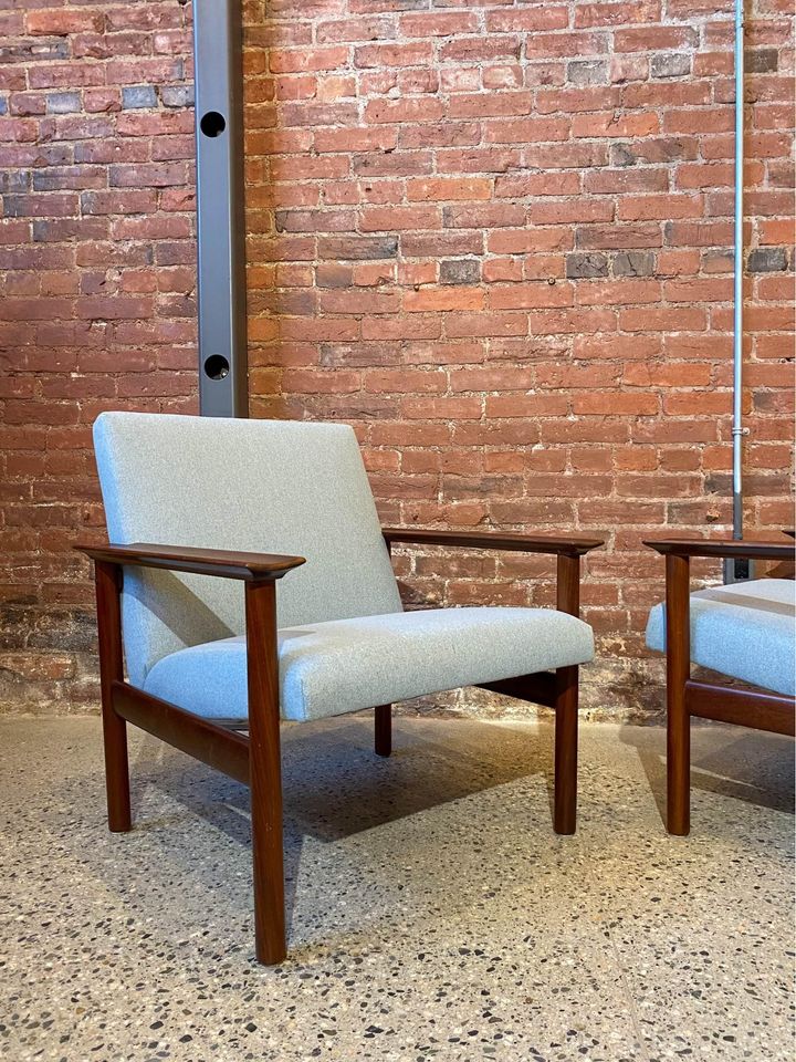 Pair of 1960s Afromosia Teak Danish Lounge Chairs