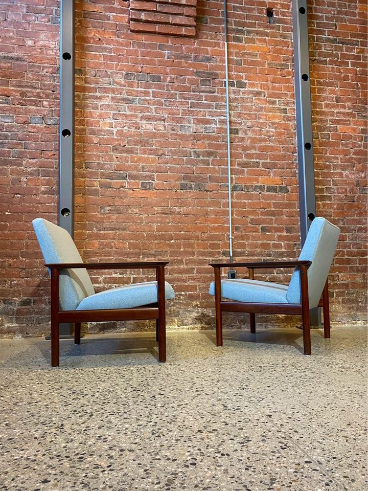 Pair of 1960s Afromosia Teak Danish Lounge Chairs