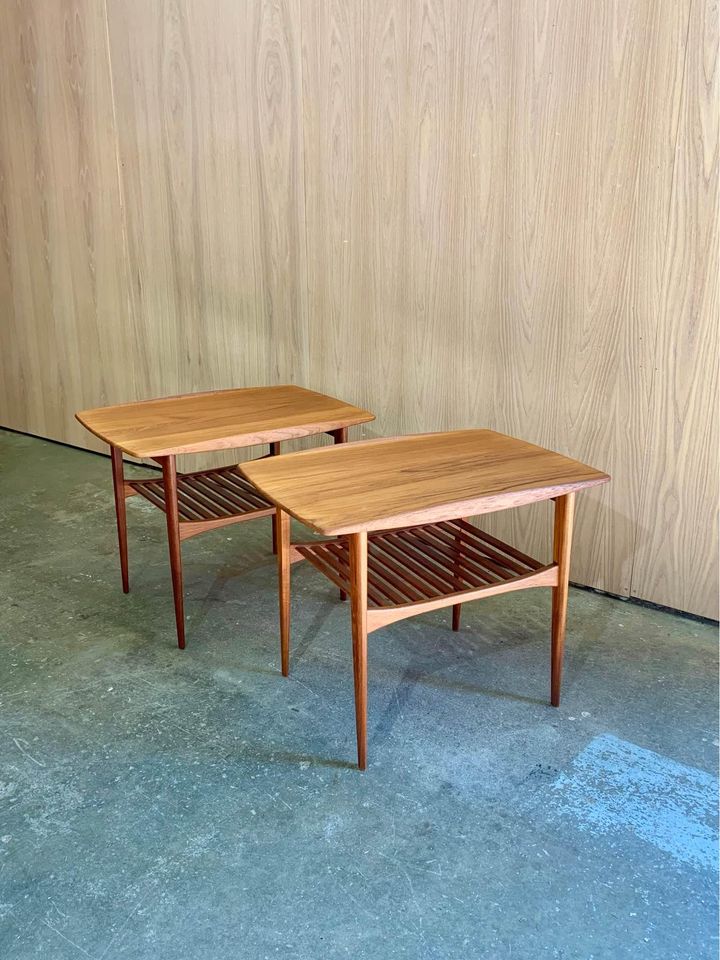 Pair of 1960s Danish Solid Teak Side End Tables by Edvard Kindt- Larsen