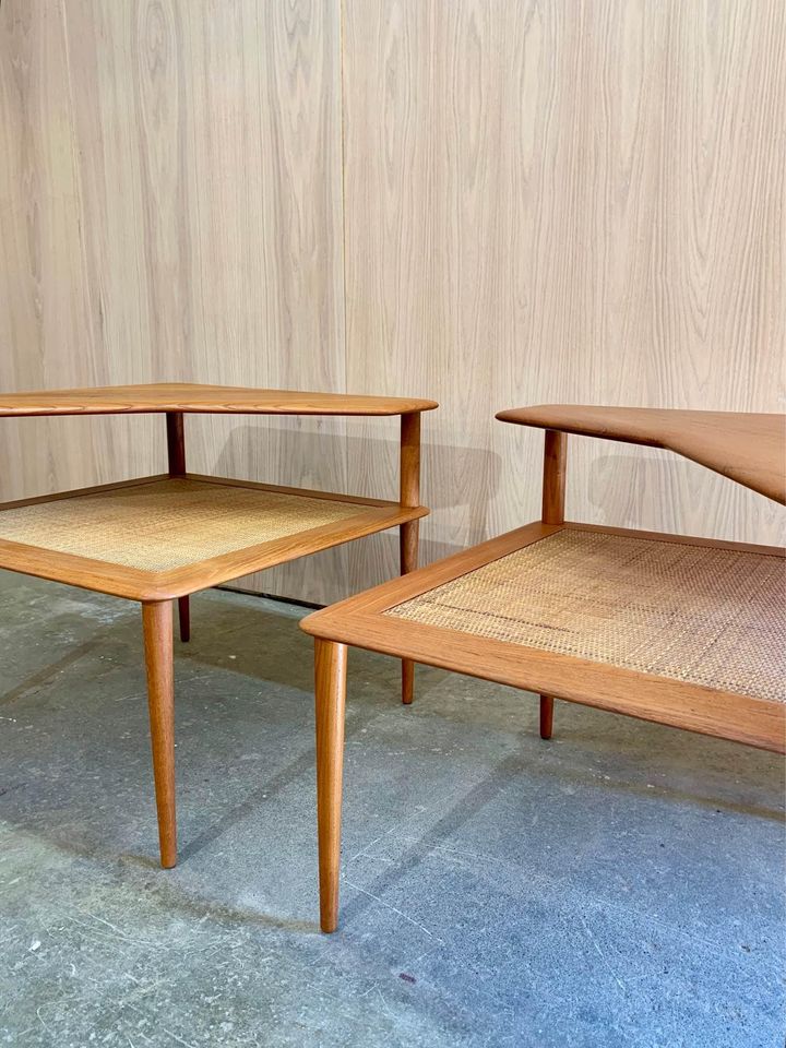 Pair of 1960s Solid Teak Side End Corner Tables by Peter Hvidt