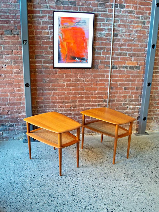 Pair of 1960s Solid Teak Side End Tables by Peter Hvidt