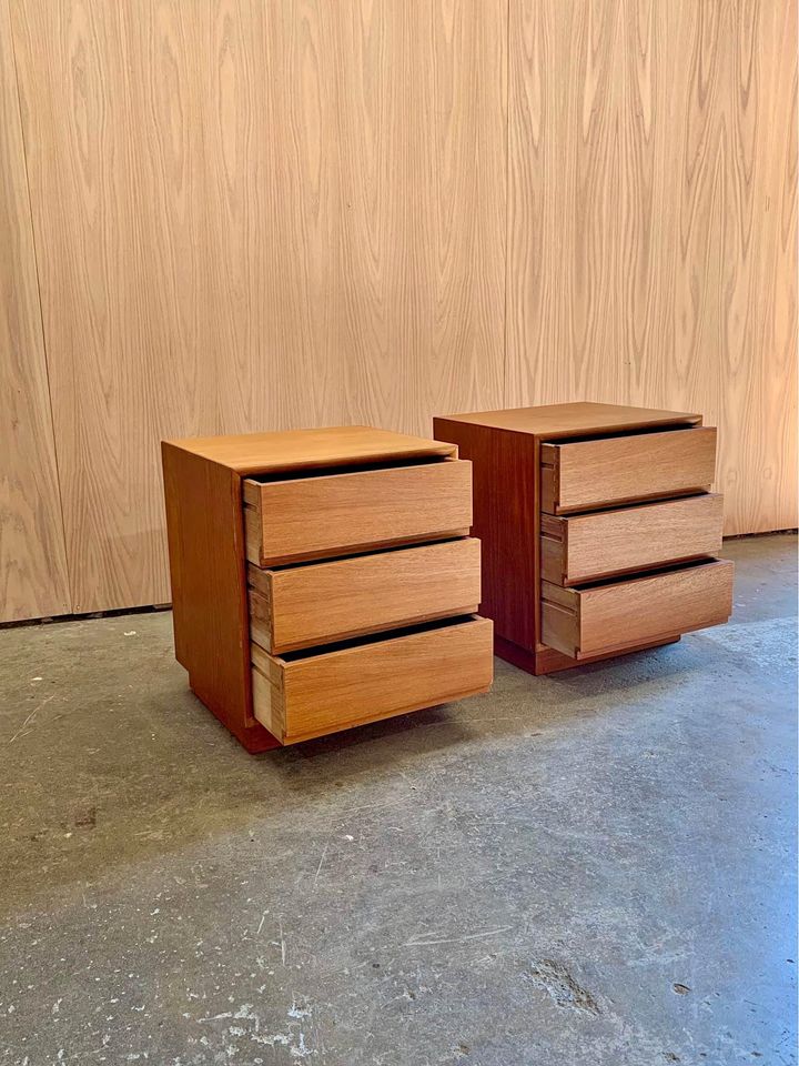 Pair of 1960s mid Century Teak Nightstands