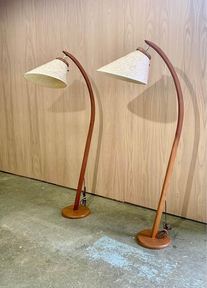 Pair of 1970s Teak Floor Lamps