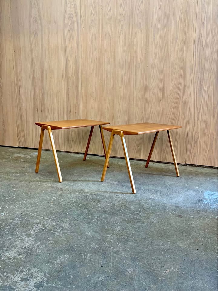 Pair of 1950s Teak and Oak End Tables by Anton Kildeberg