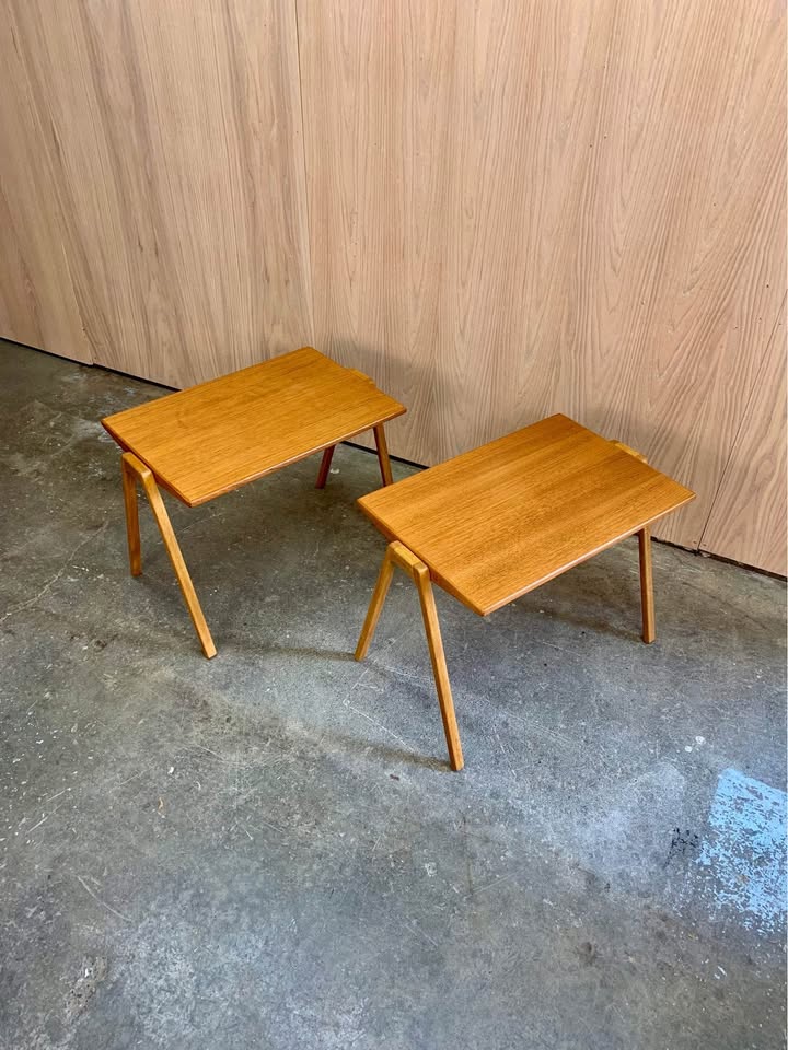 Pair of 1950s Teak and Oak End Tables by Anton Kildeberg