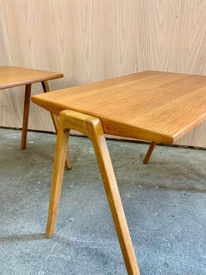 Pair of 1950s Teak and Oak End Tables by Anton Kildeberg