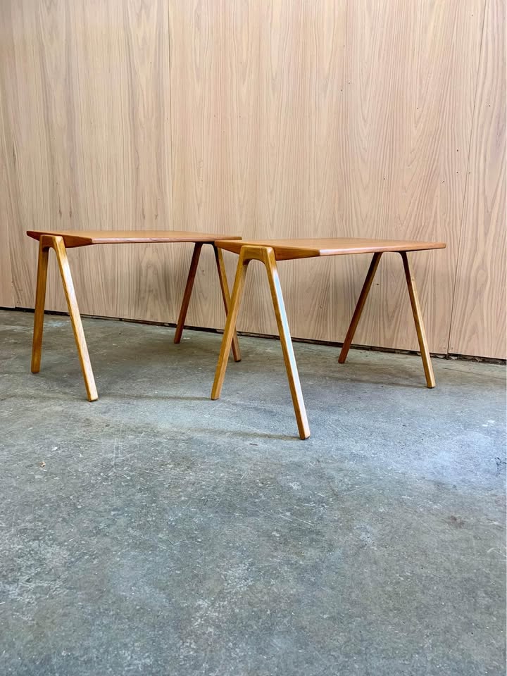 Pair of 1950s Teak and Oak End Tables by Anton Kildeberg