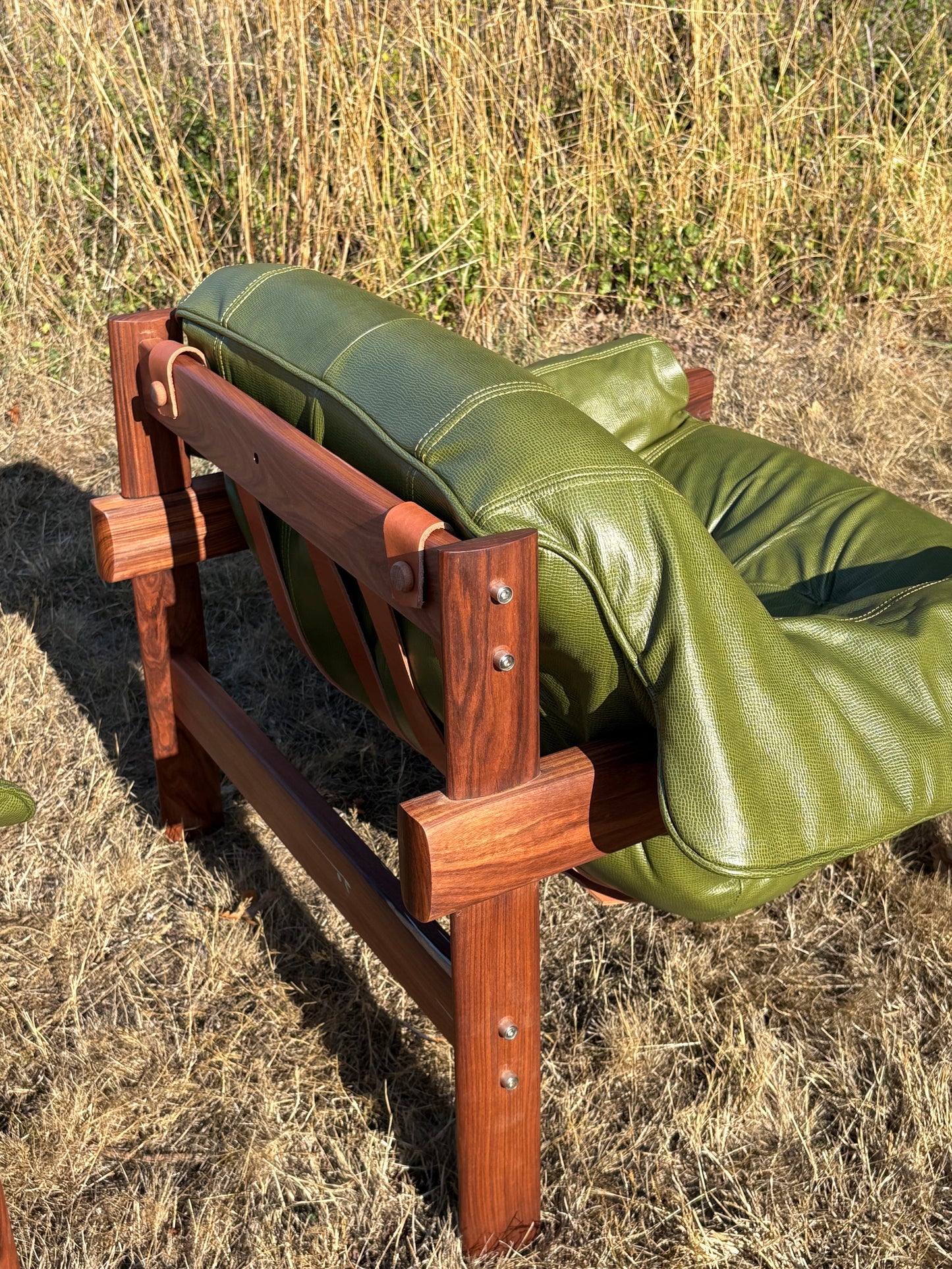 Pair of 1960s Brazilian Wood and Leather MP41 Chairs by Percival Lafer