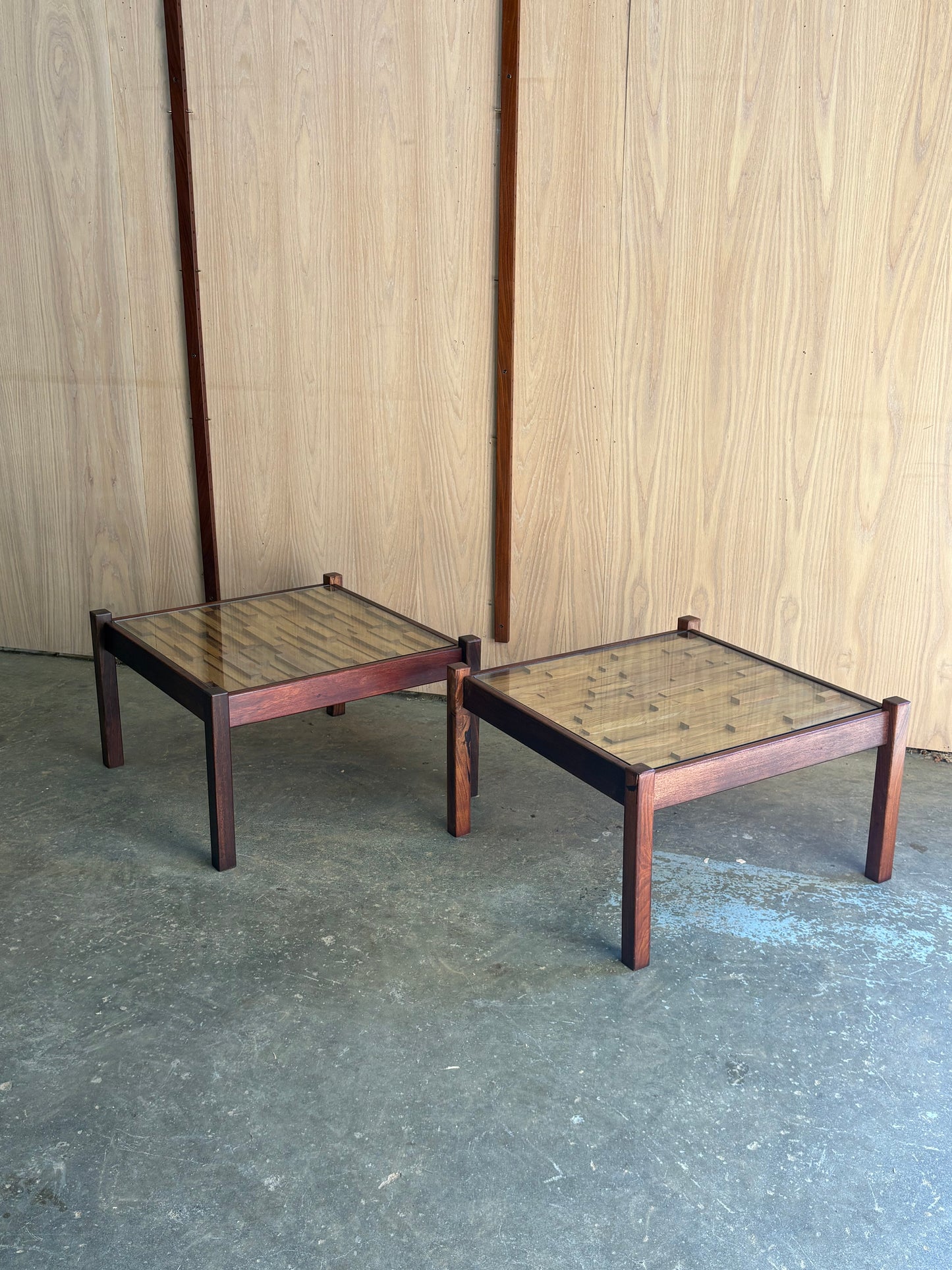 Pair of 1970s Brazilian Hardwood Side  End Tables by Percival Lafer