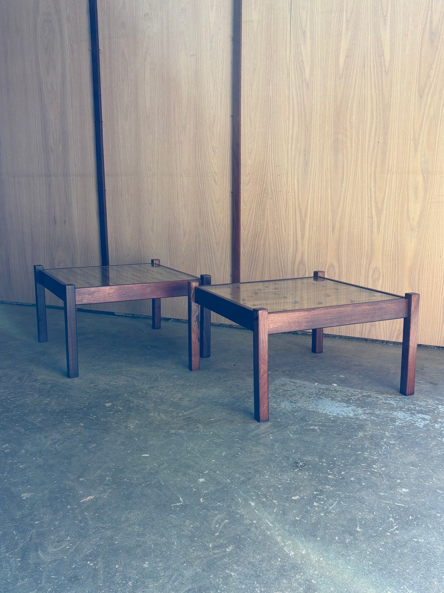 Pair of 1970s Brazilian Hardwood Side  End Tables by Percival Lafer