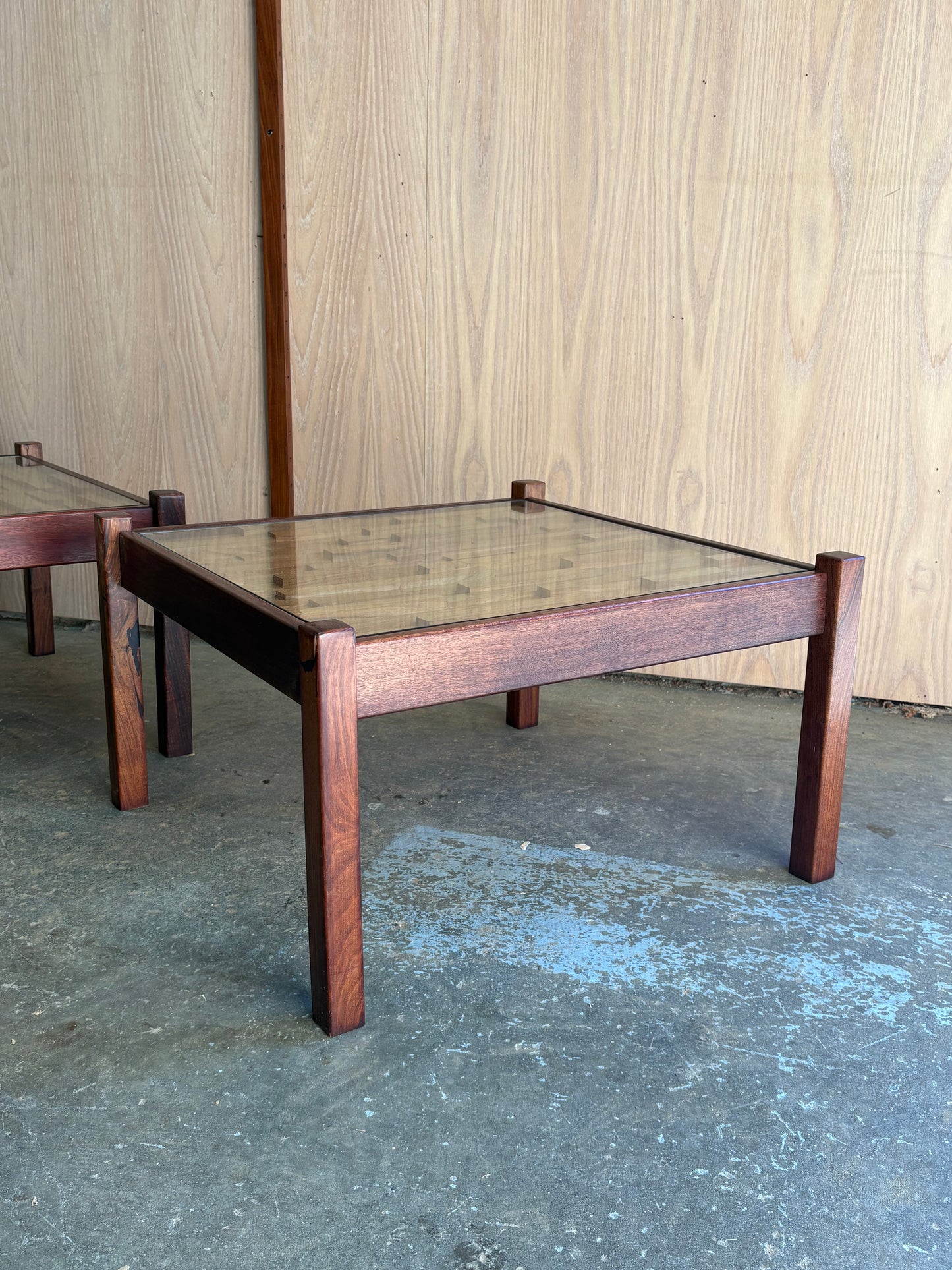 Pair of 1970s Brazilian Hardwood Side  End Tables by Percival Lafer