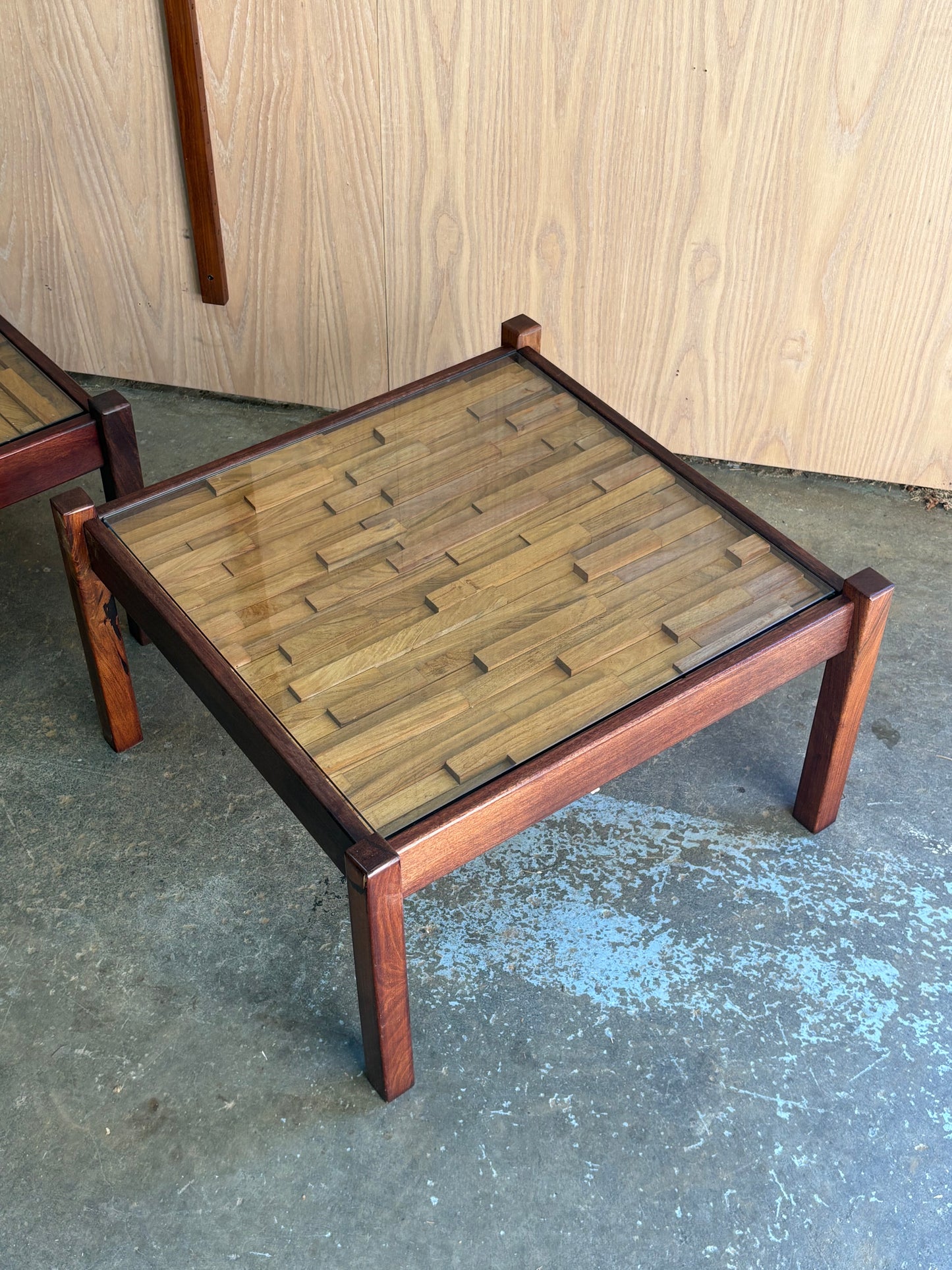 Pair of 1970s Brazilian Hardwood Side  End Tables by Percival Lafer