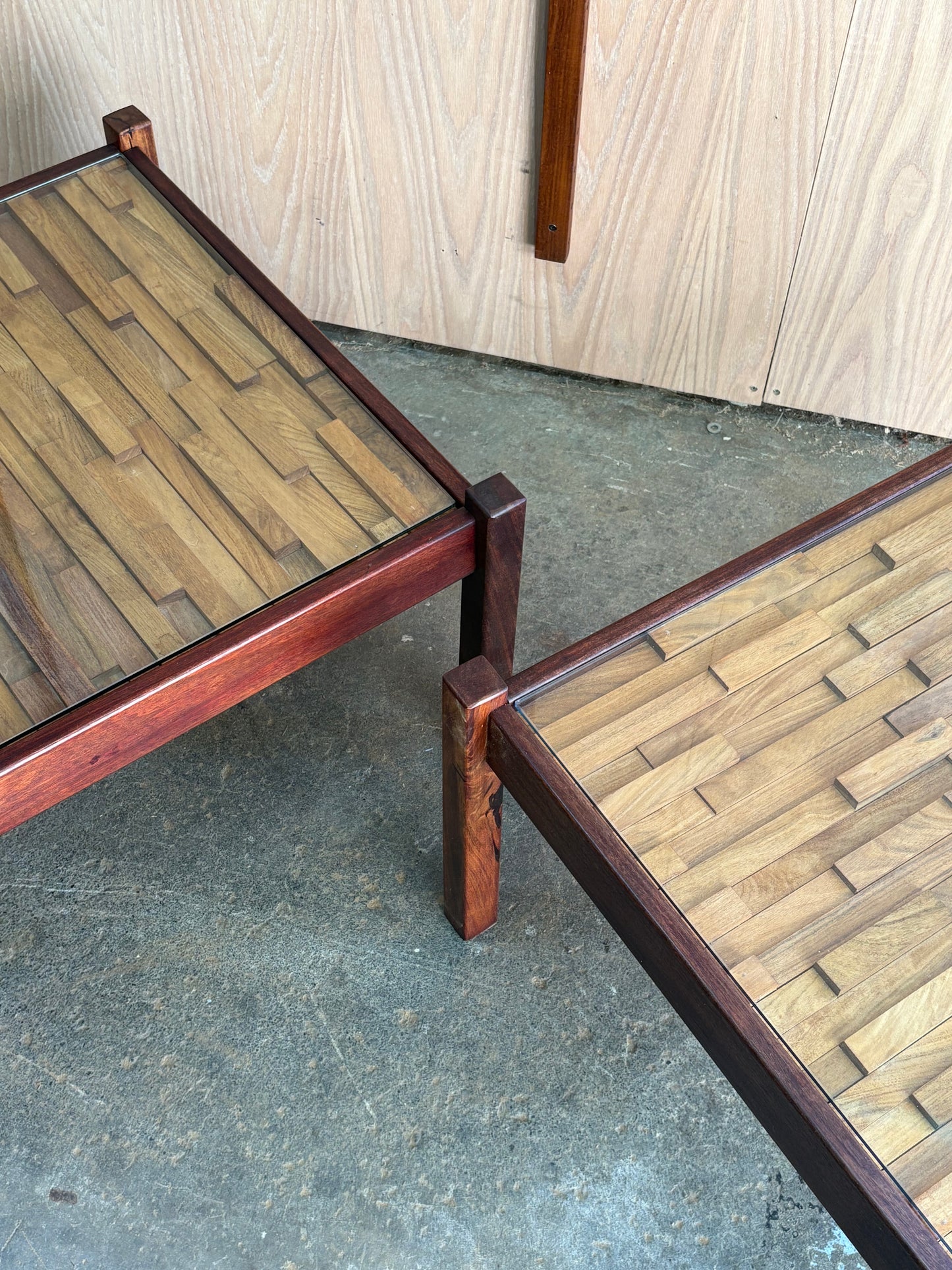 Pair of 1970s Brazilian Hardwood Side  End Tables by Percival Lafer