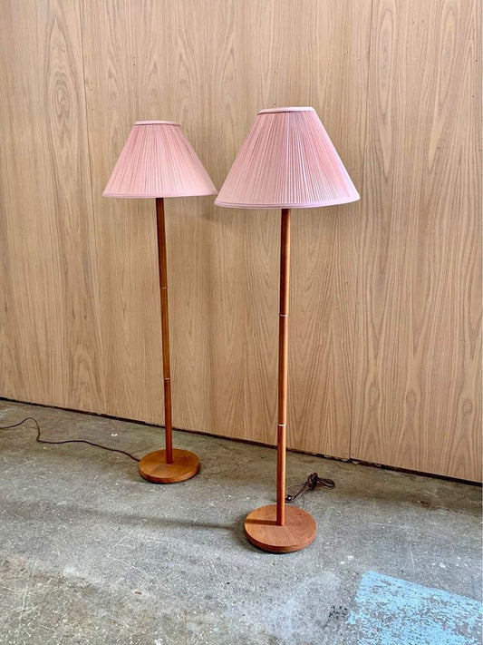 Pair of 1970s Teak Floor Lamps