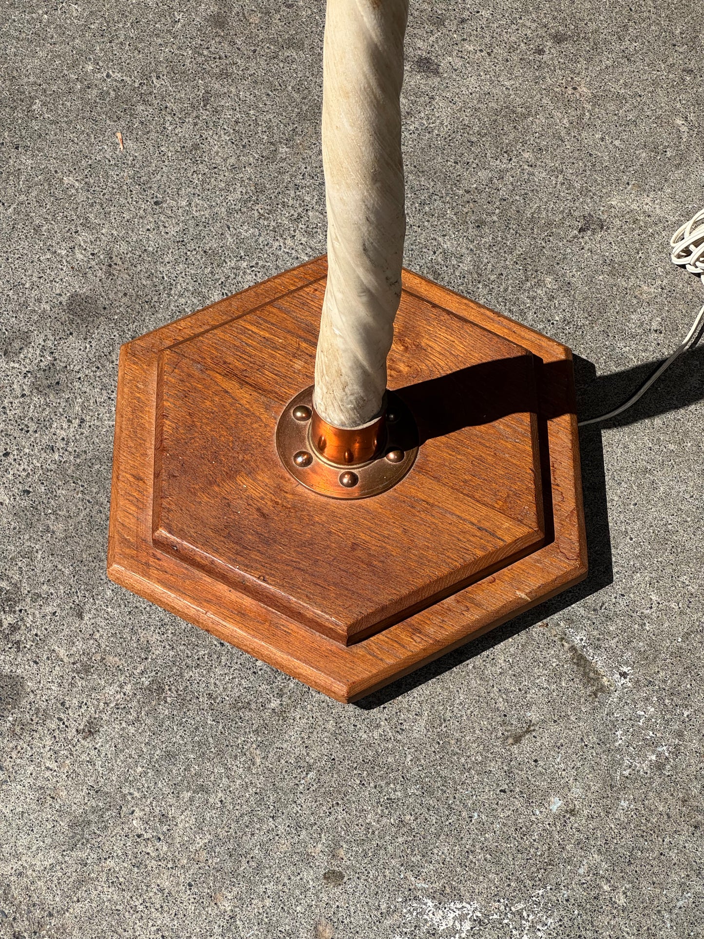 1960s Narwhal Tusk Floor Lamp in teak and copper