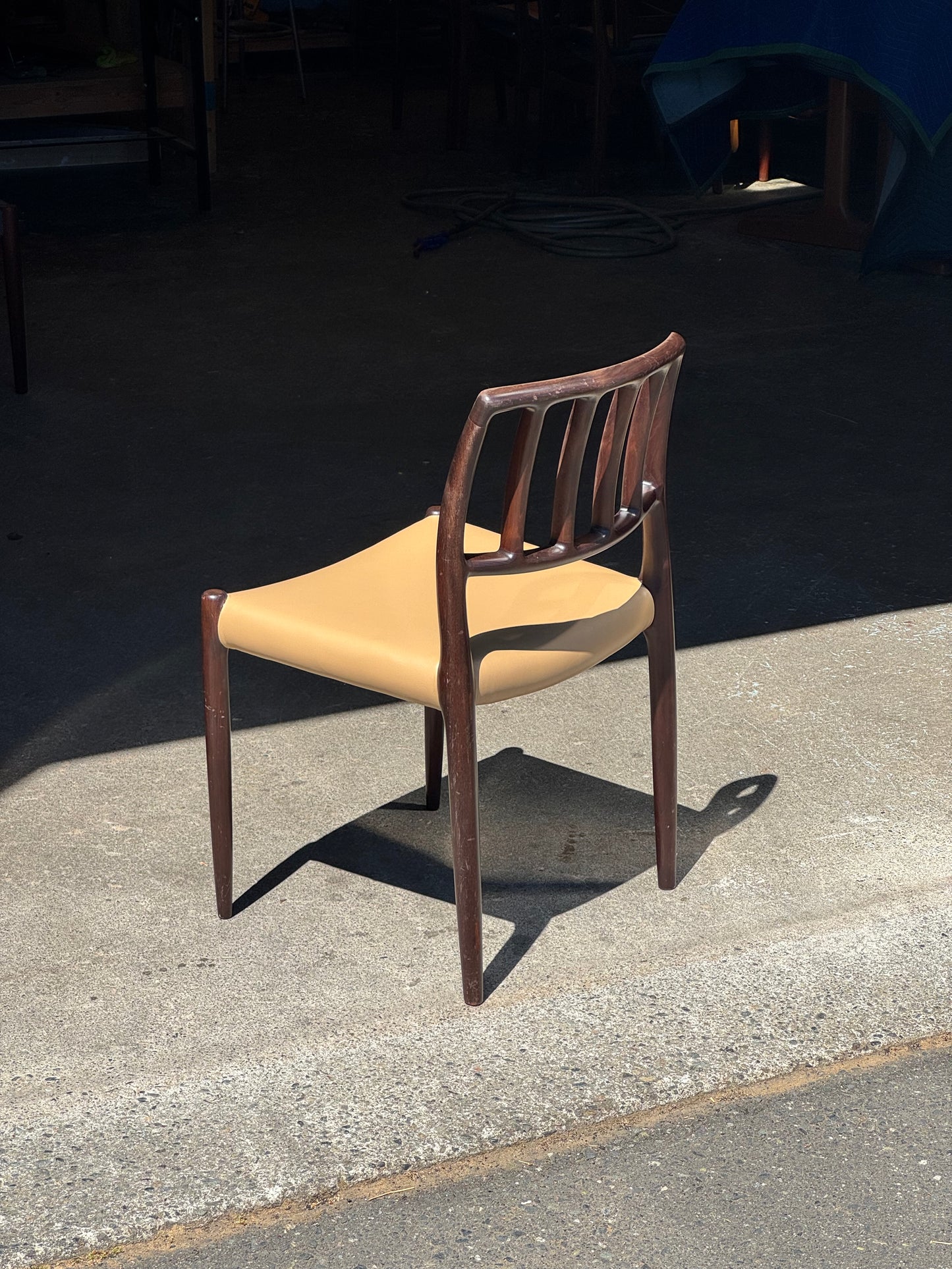 1970s Model 83 Dining Chairs by Niels Otto Møller for J.L. Møllers Møbelfabrik in solid wood and leather