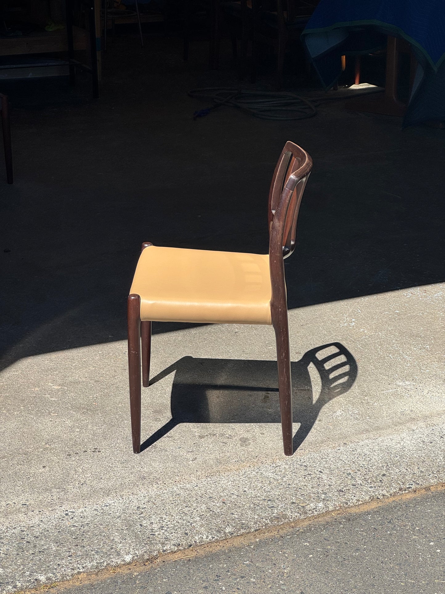1970s Model 83 Dining Chairs by Niels Otto Møller for J.L. Møllers Møbelfabrik in solid wood and leather