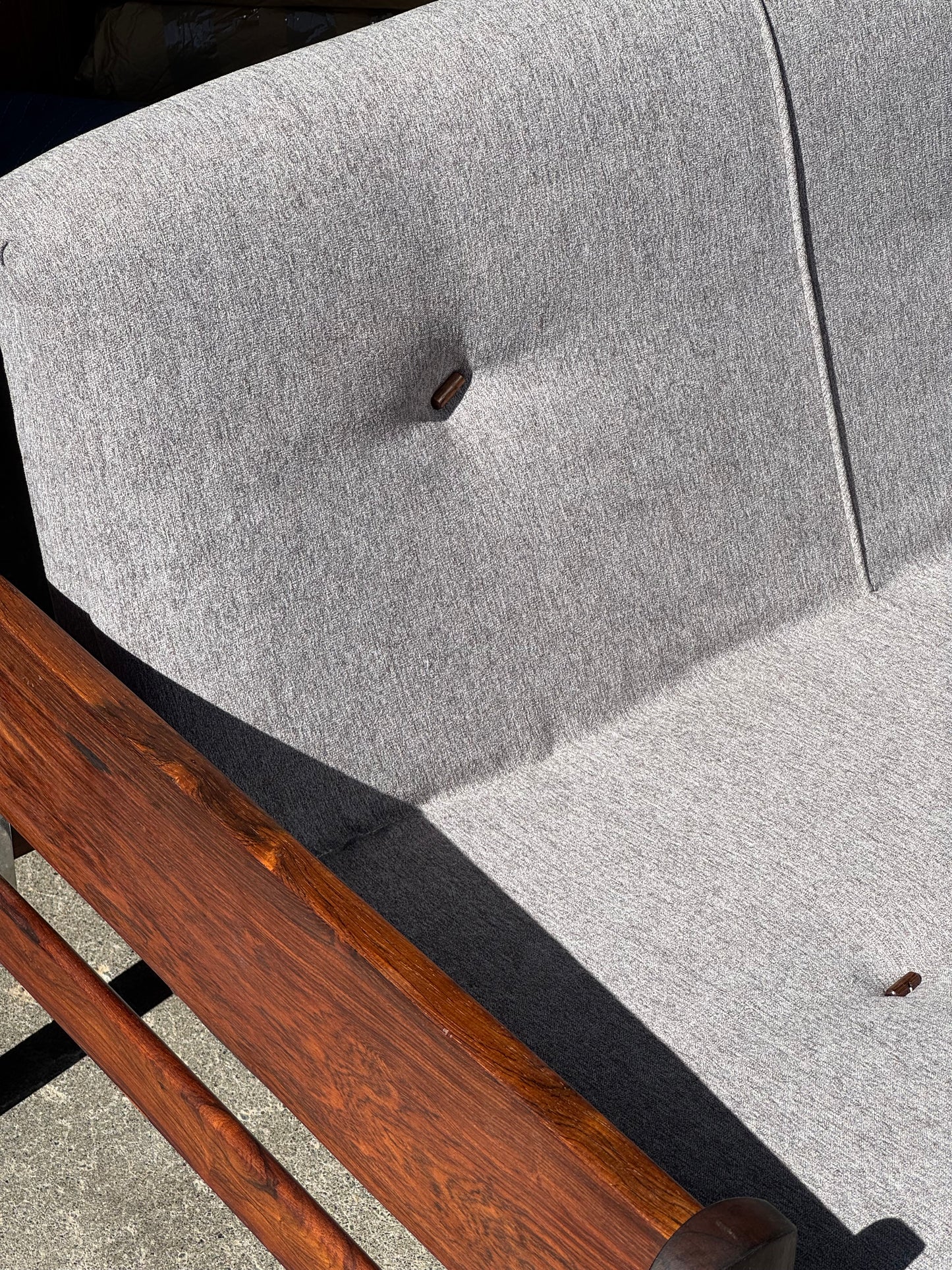 1960s MP 13 Sofa by Percival Lafer in Brazilian rosewood and grey fabric