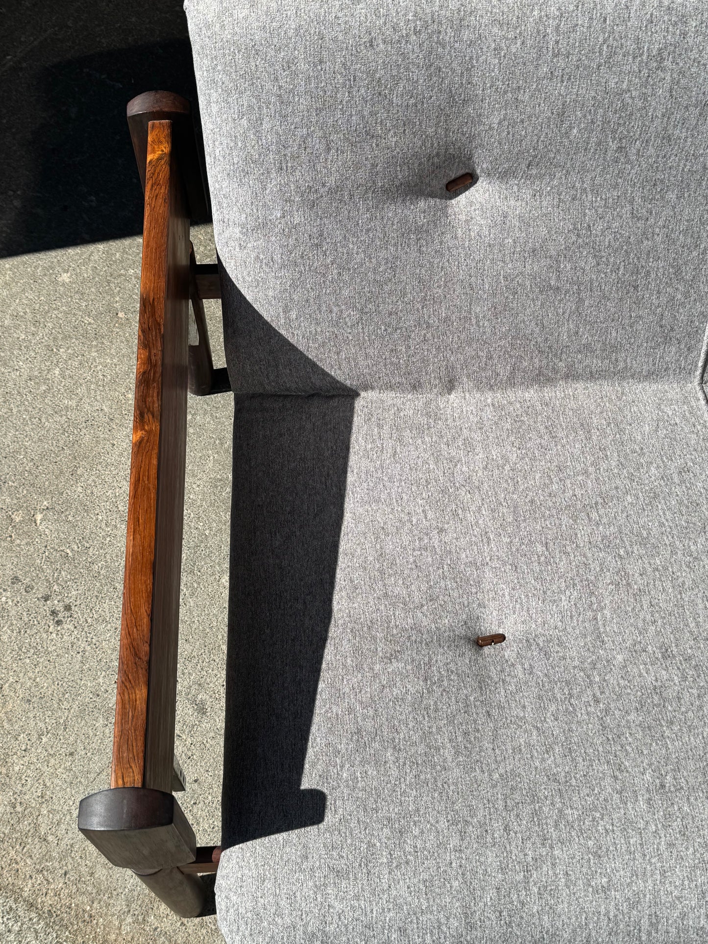 1960s MP 13 Sofa by Percival Lafer in Brazilian rosewood and grey fabric
