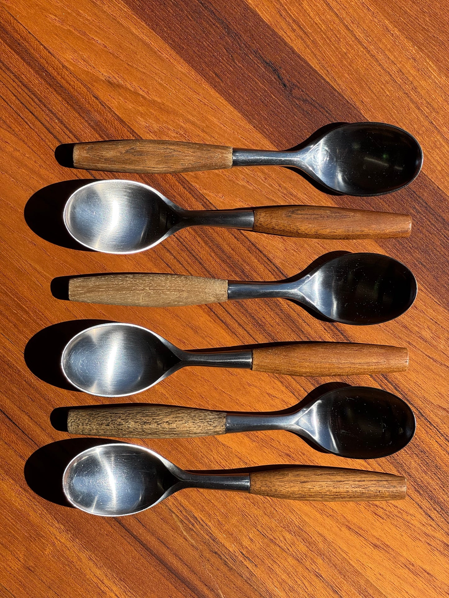 1950s Fjord Flatware by Jens Quistgaard for Dansk in teak and stainless steel