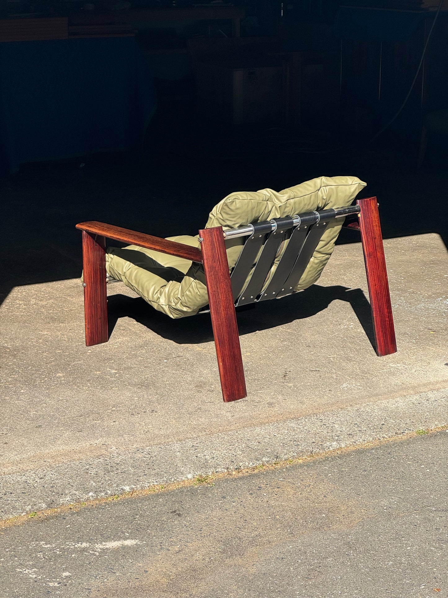 1970s MP 129 Lounge Chair by Percival Lafer in green leather