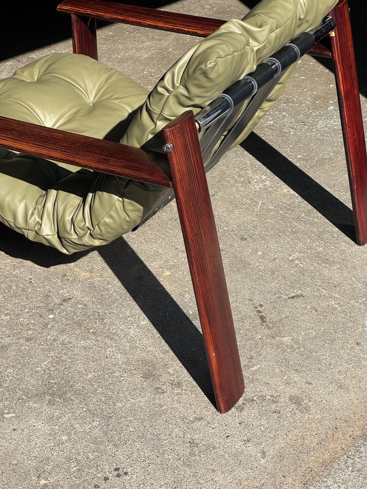 1970s MP 129 Lounge Chair by Percival Lafer in green leather