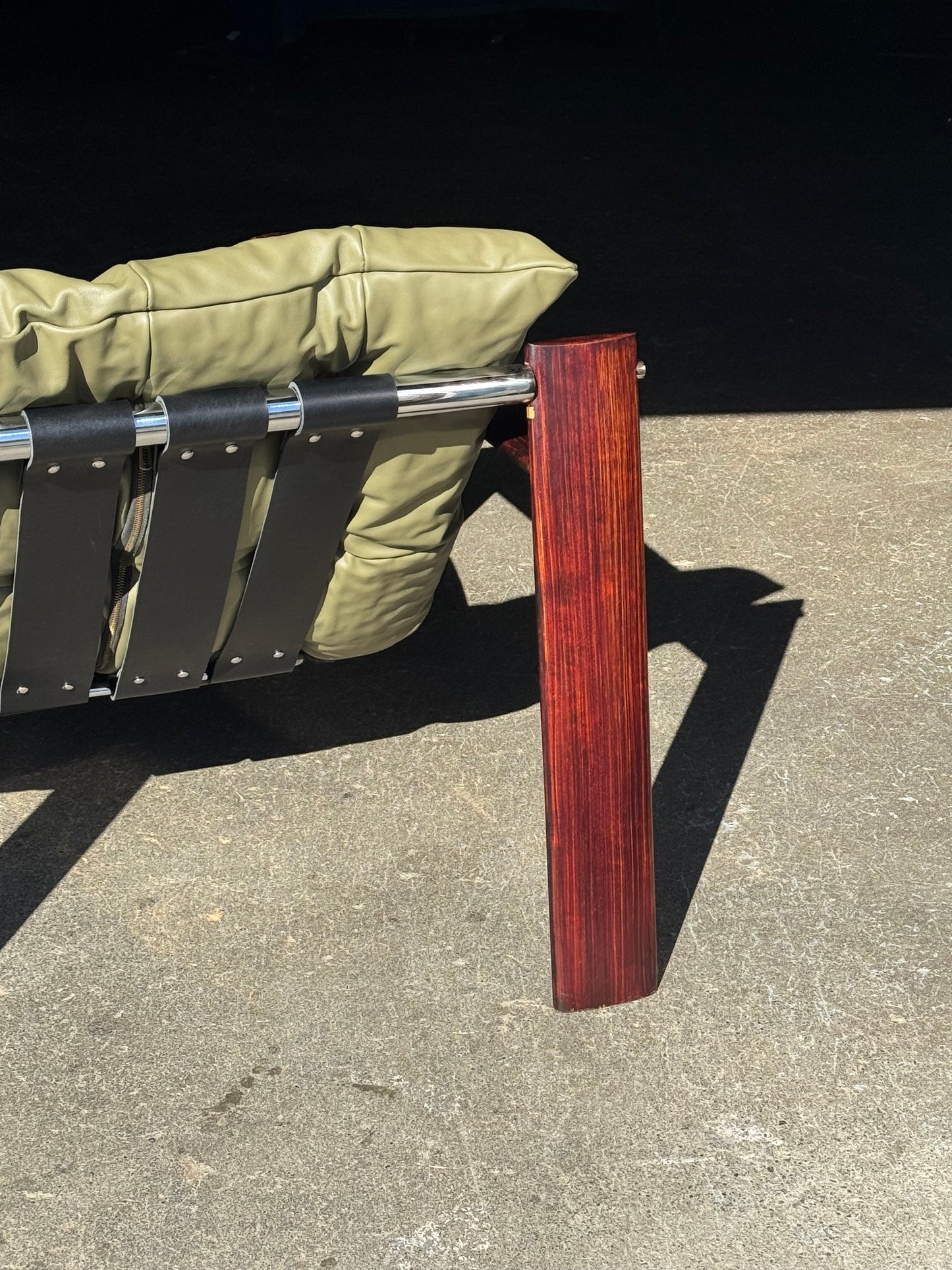 1970s MP 129 Lounge Chair by Percival Lafer in green leather