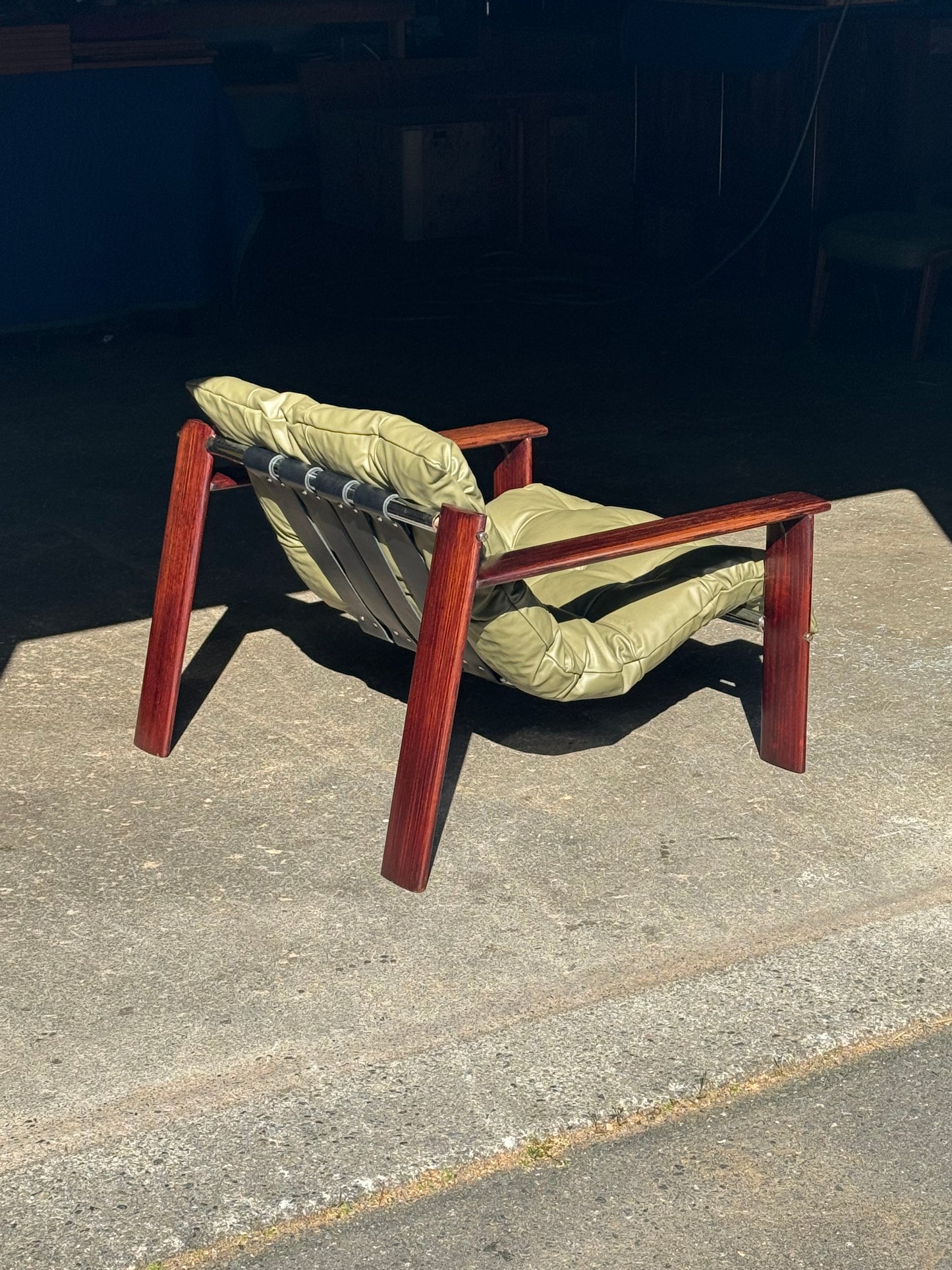 1970s MP 129 Lounge Chair by Percival Lafer in green leather