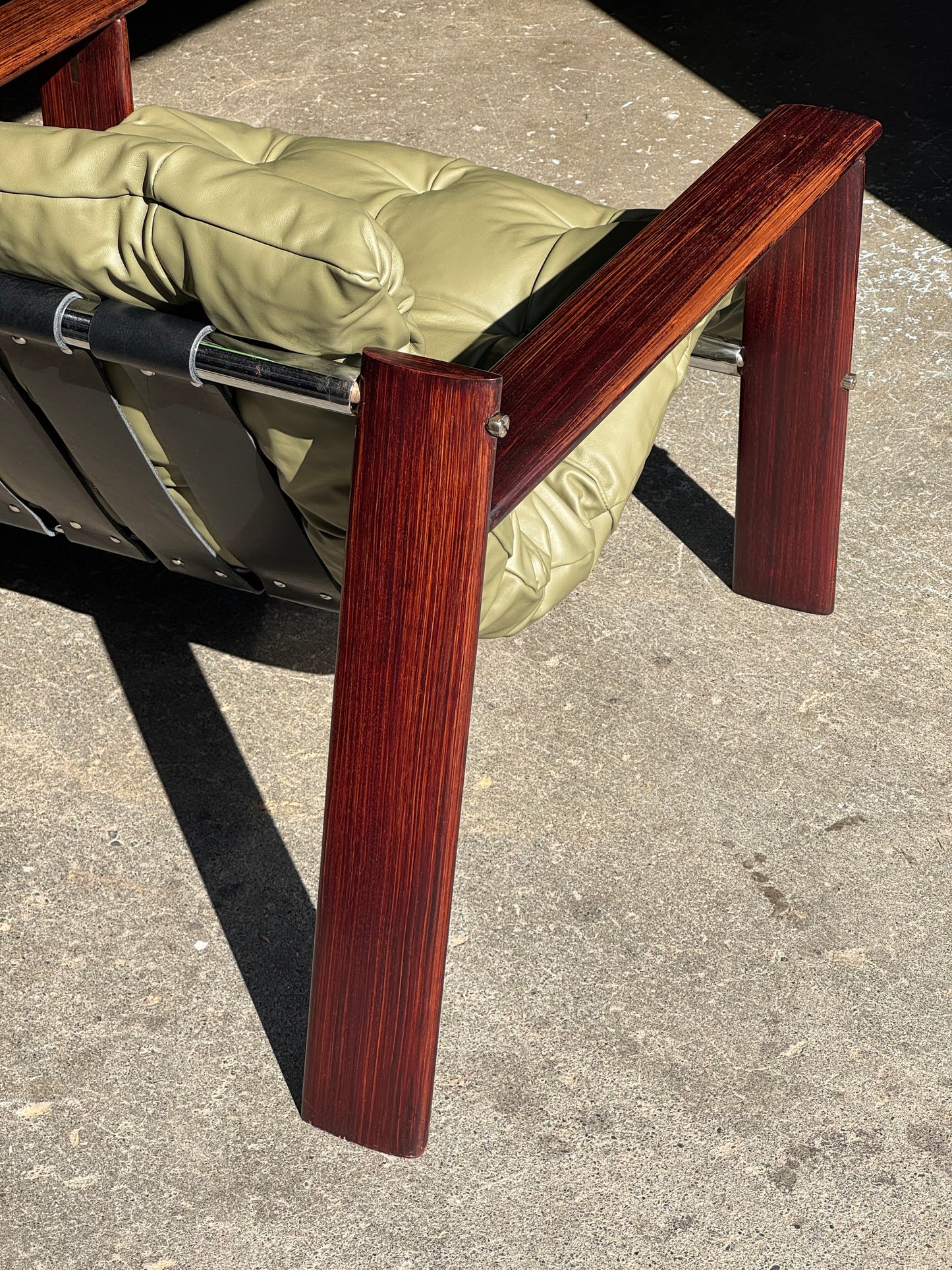 1970s MP 129 Lounge Chair by Percival Lafer in green leather