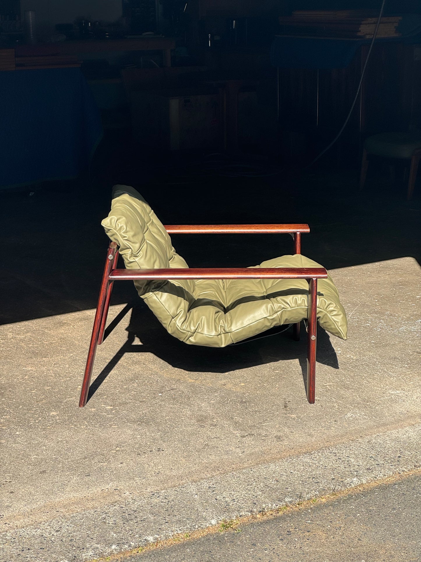 1970s MP 129 Lounge Chair by Percival Lafer in green leather