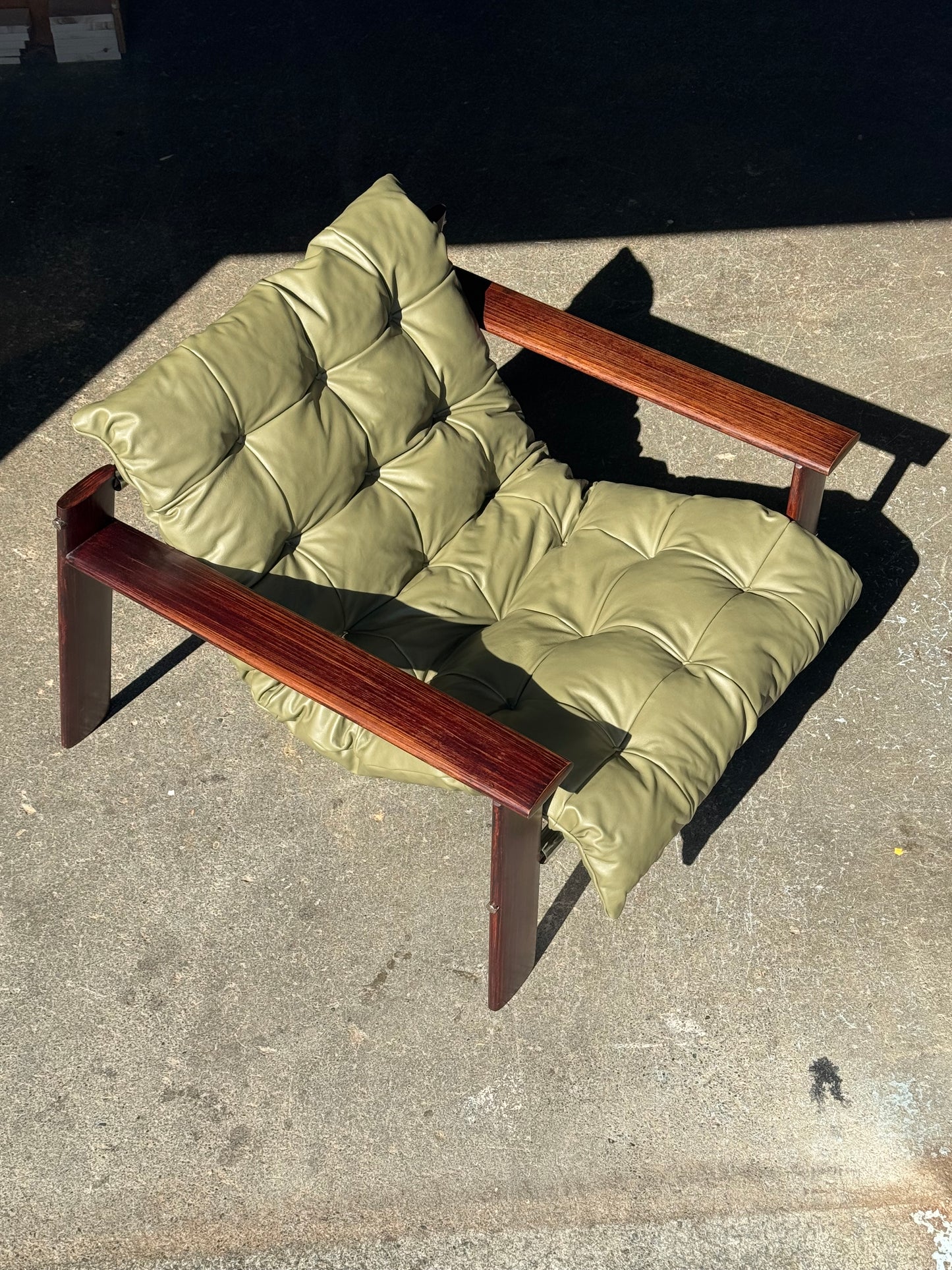 1970s MP 129 Lounge Chair by Percival Lafer in green leather