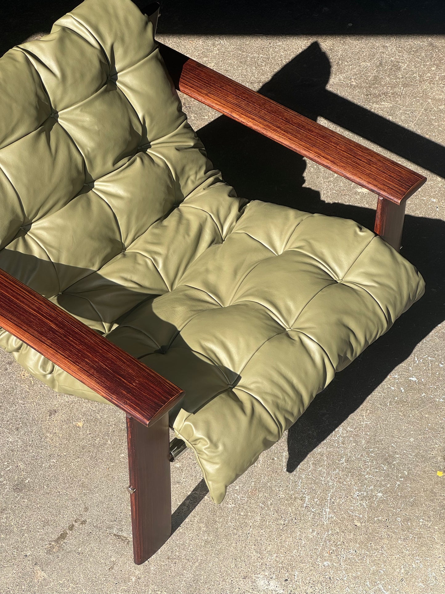 1970s MP 129 Lounge Chair by Percival Lafer in green leather