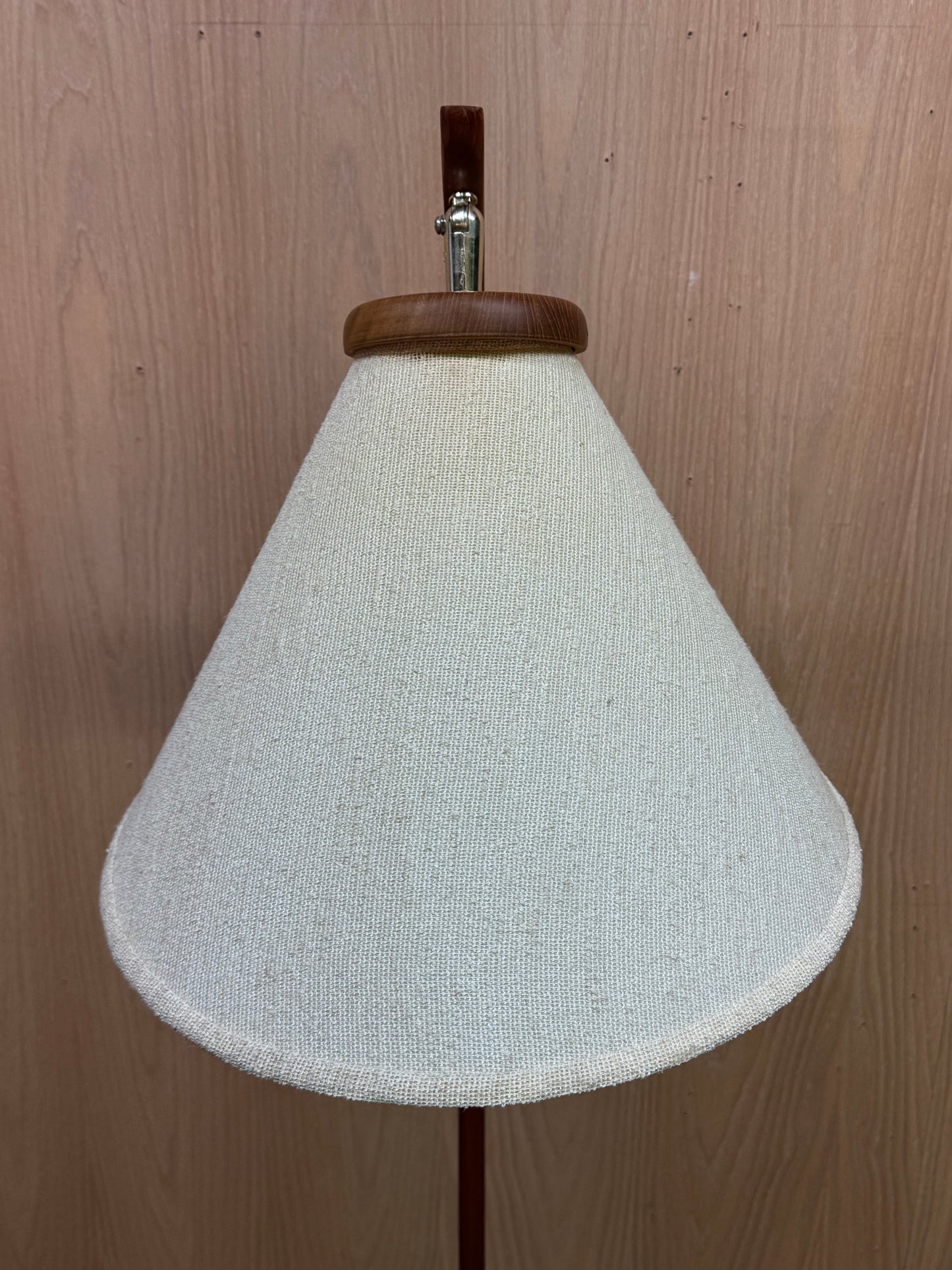 1960s Arc Floor Lamp in teak and fabric shade