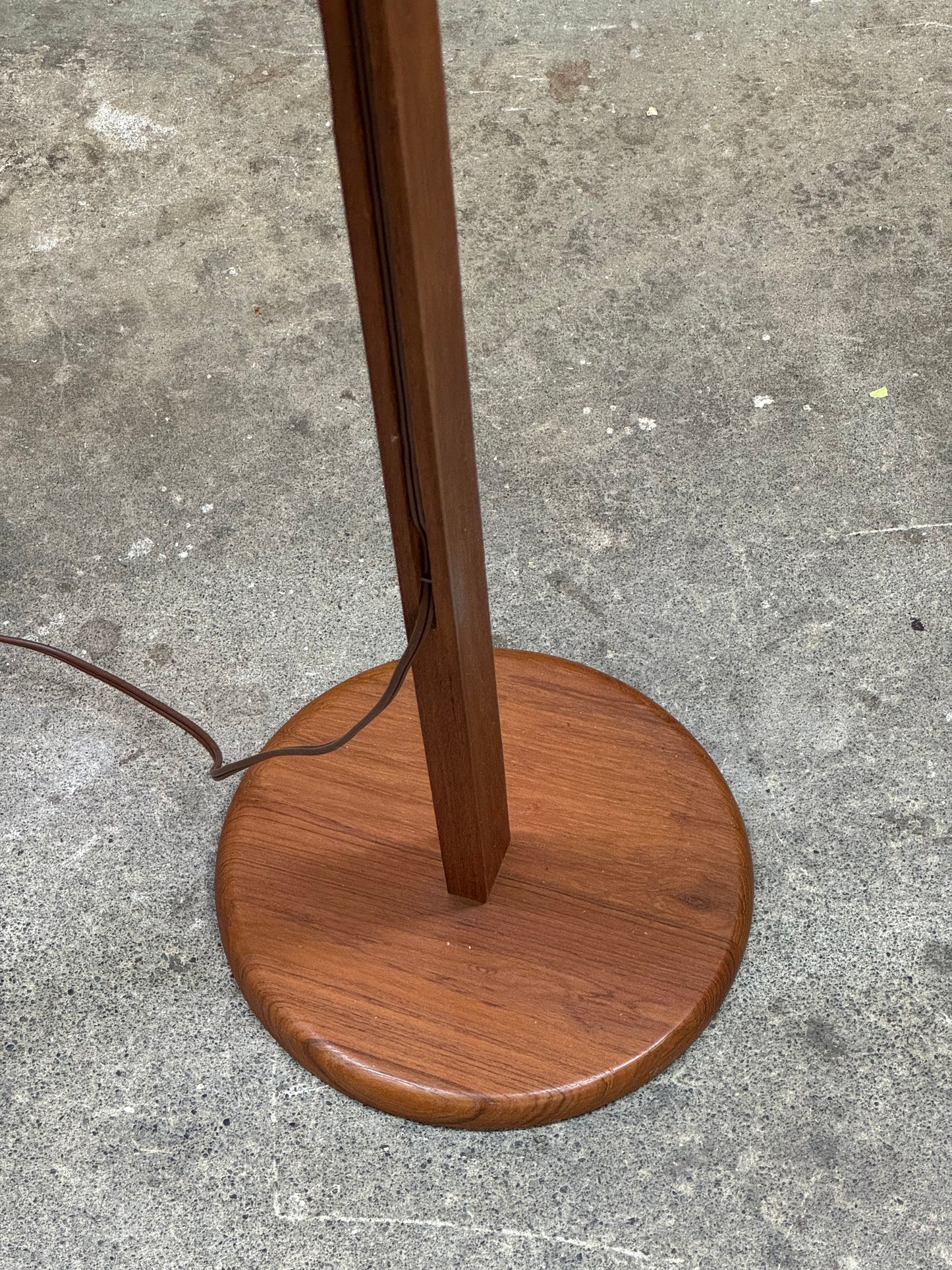 1960s Arc Floor Lamp in teak and fabric shade