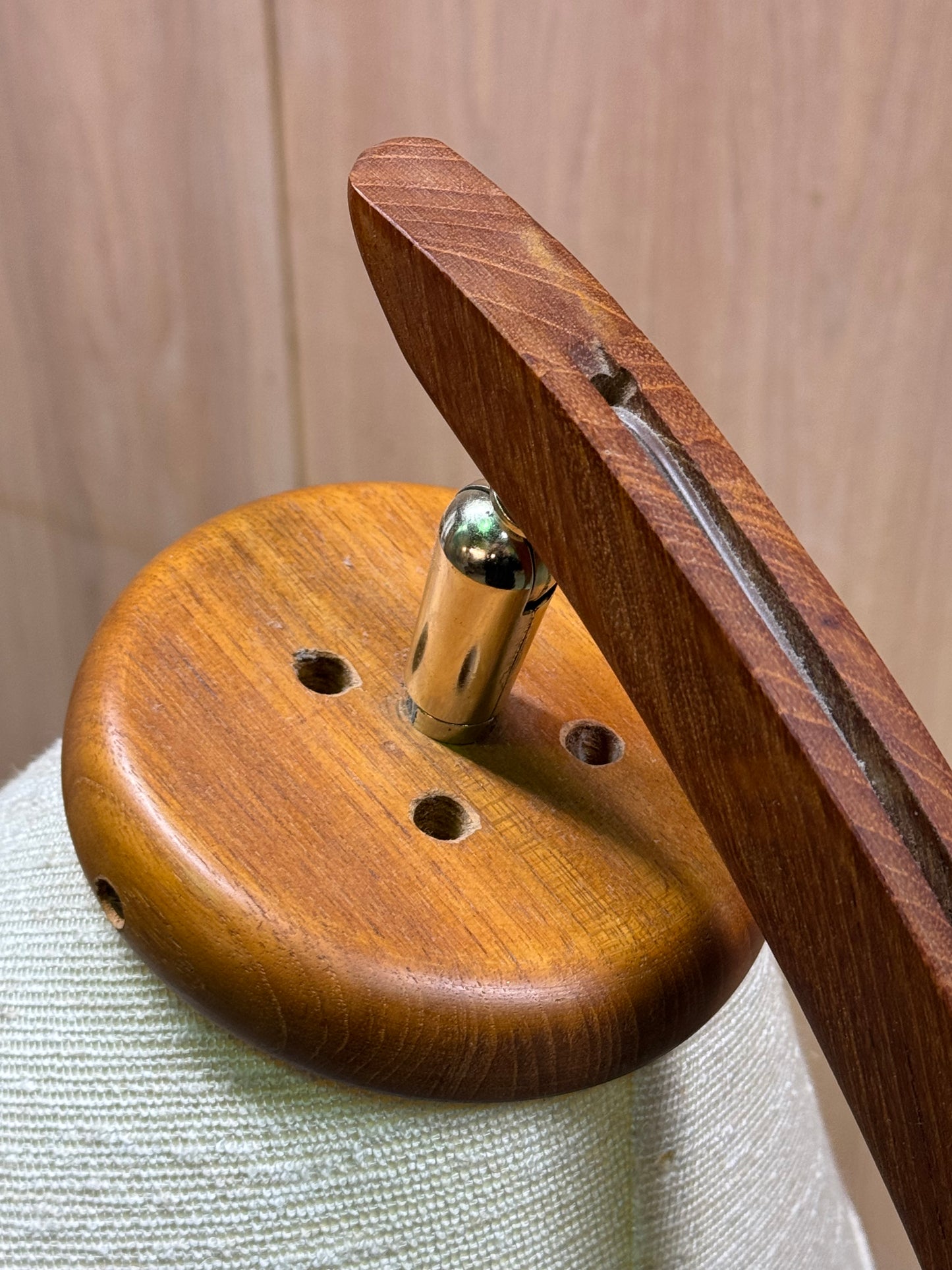 1960s Arc Floor Lamp in teak and fabric shade