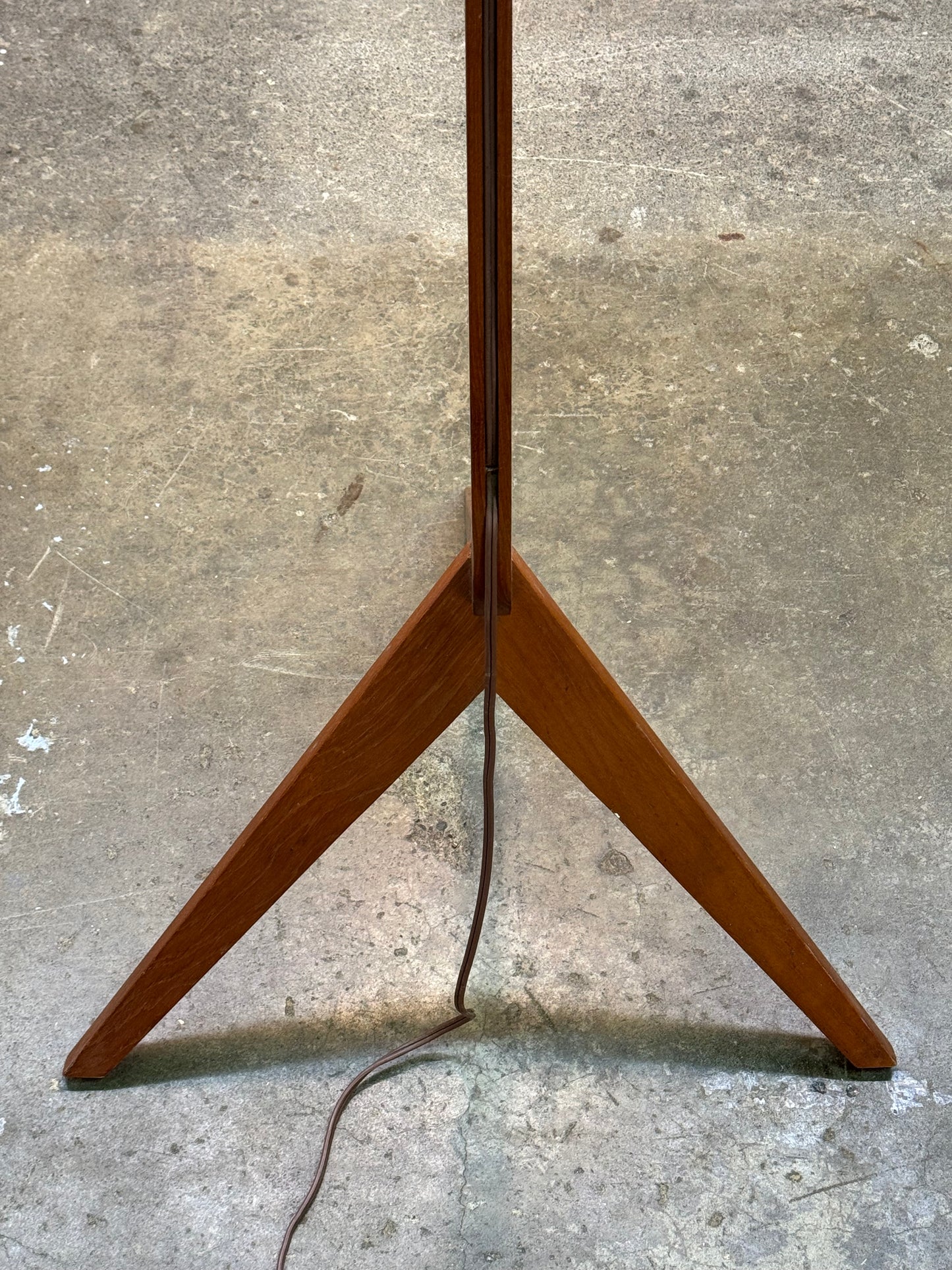 1960s Boomerang Floor Lamp in teak and fabric shade