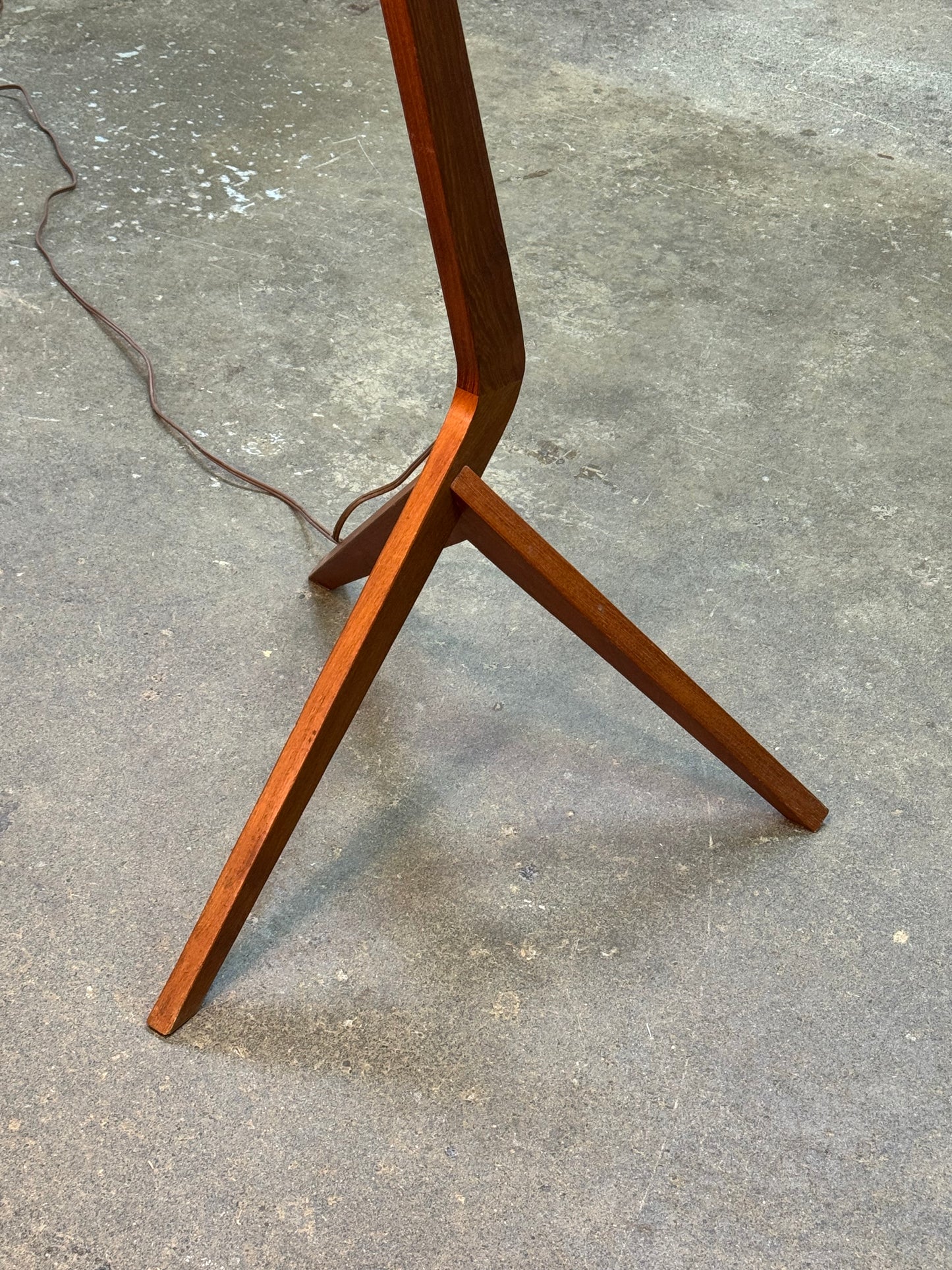 1960s Boomerang Floor Lamp in teak and fabric shade