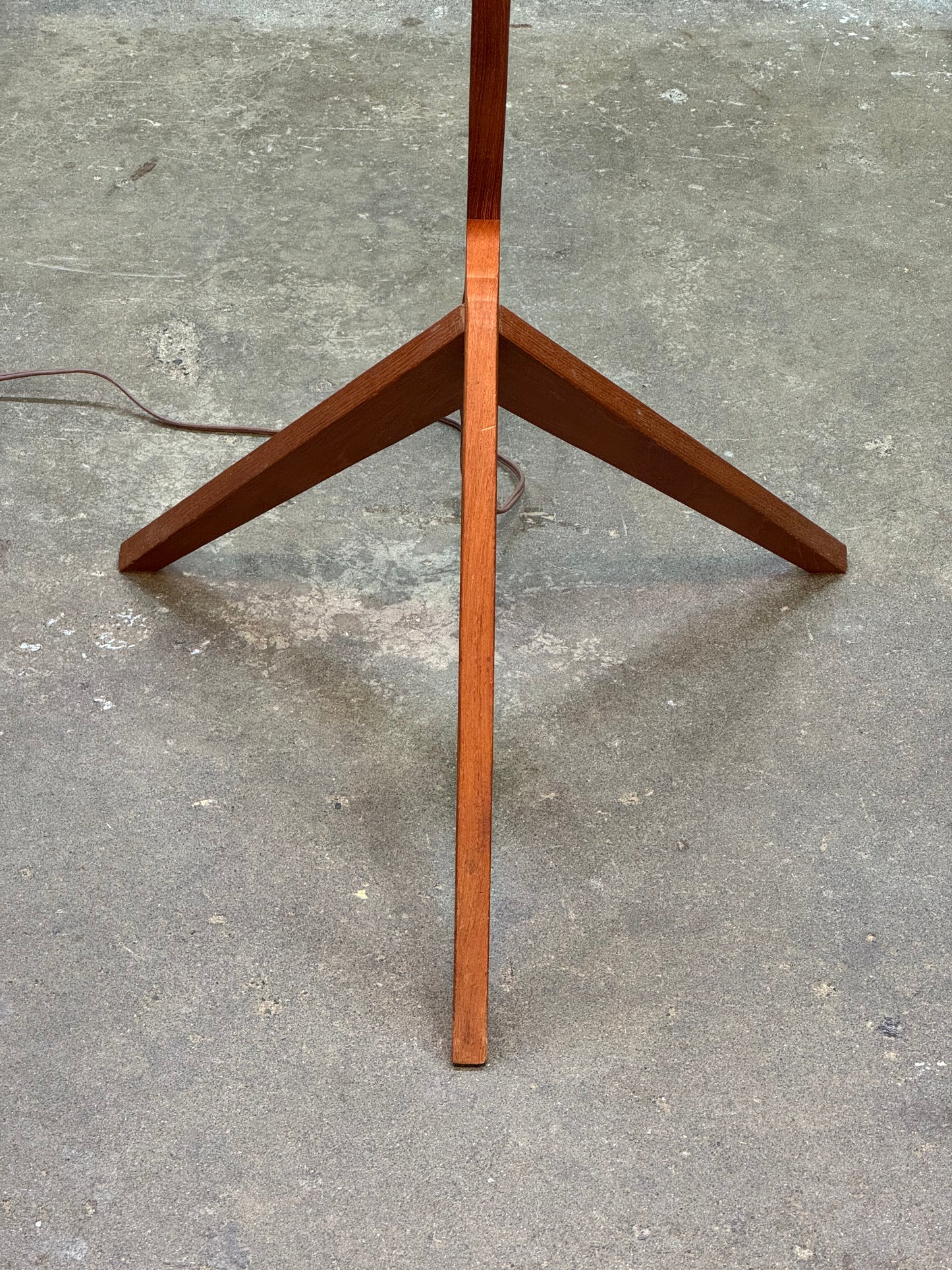 1960s Boomerang Floor Lamp in teak and fabric shade
