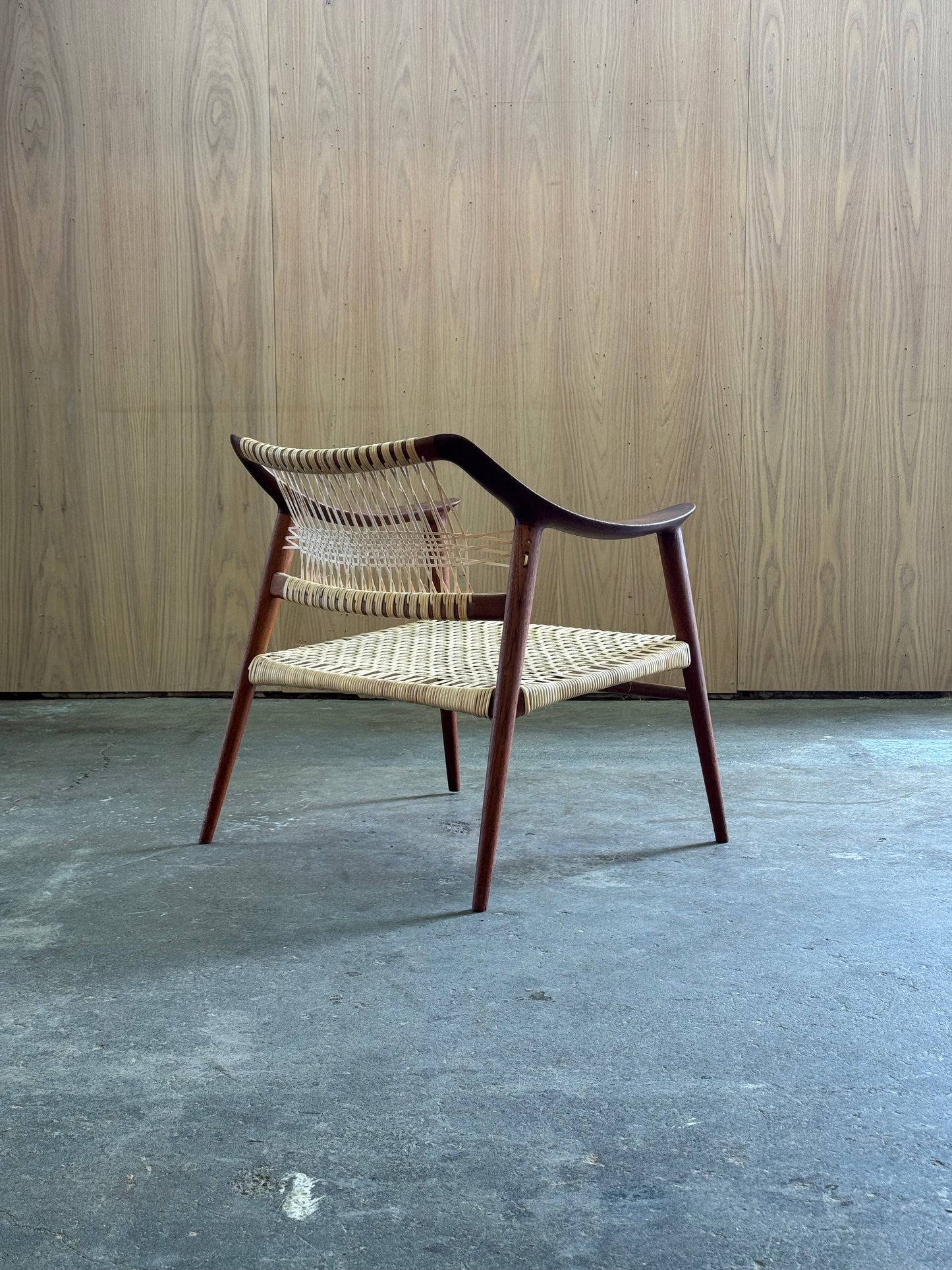 1950s Bambi Lounge Chair by Rolf Rastad and Adolf Relling for Gustav Bahus in teak and cane