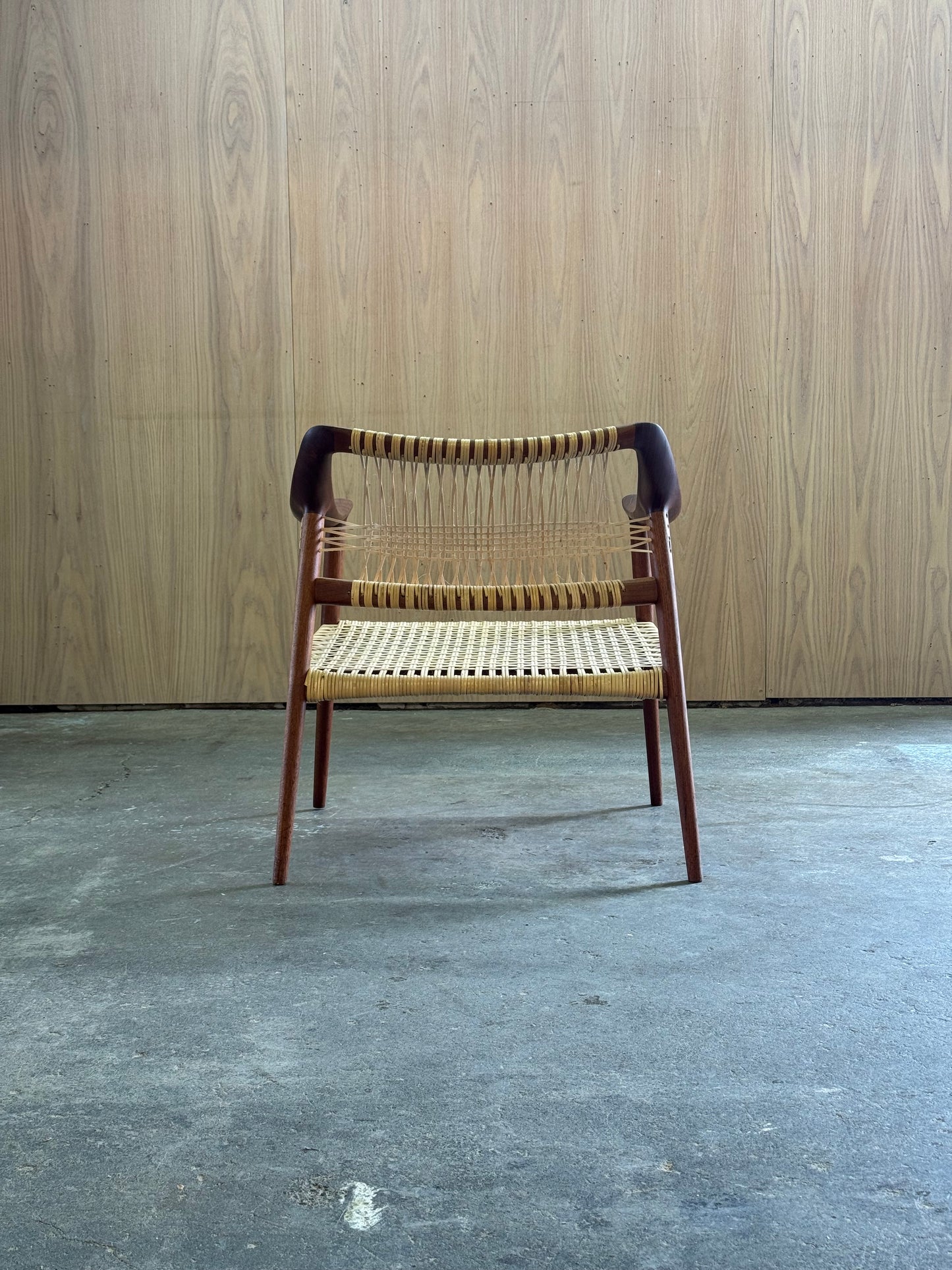 1950s Bambi Lounge Chair by Rolf Rastad and Adolf Relling for Gustav Bahus in teak and cane