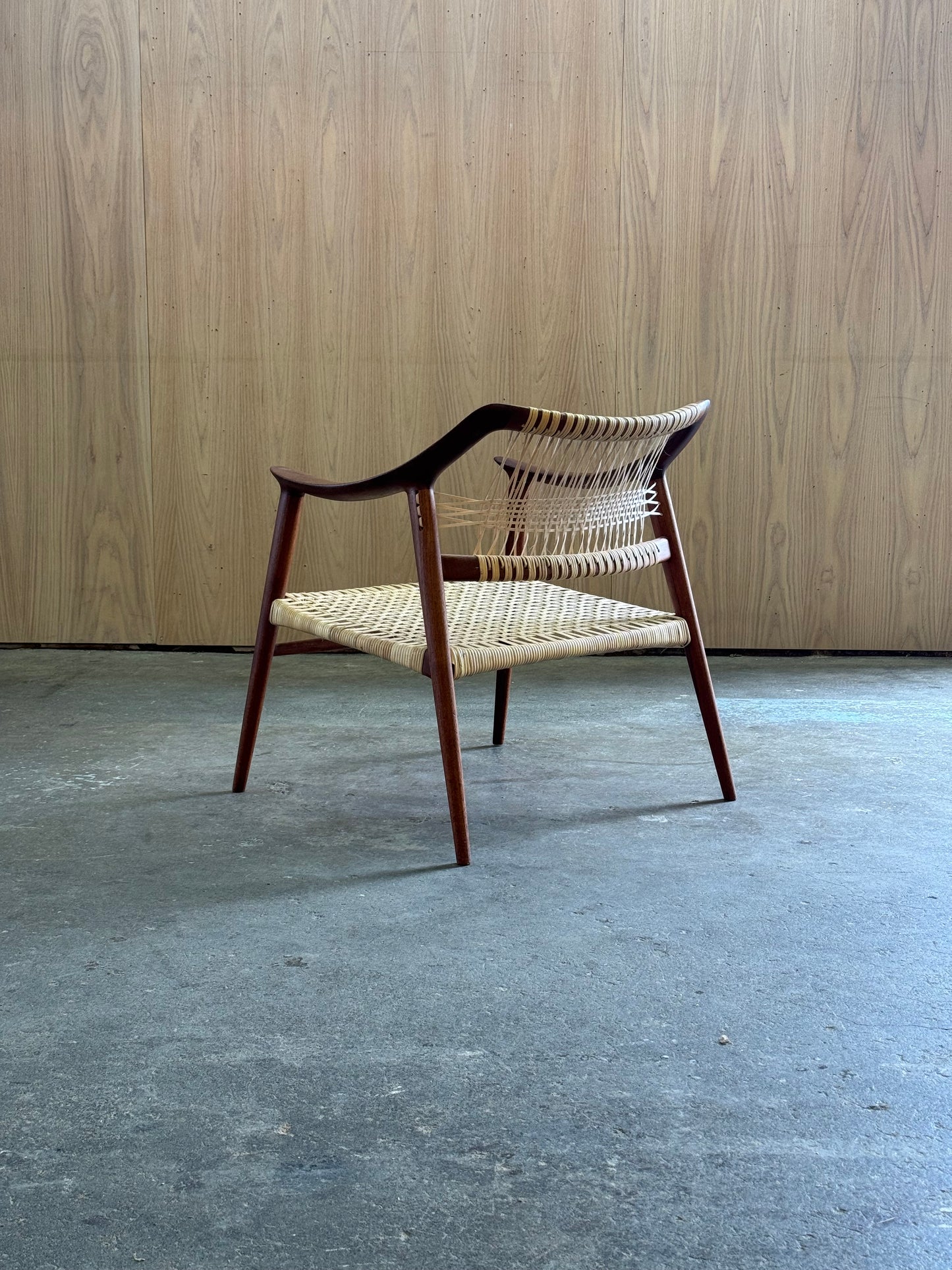 1950s Bambi Lounge Chair by Rolf Rastad and Adolf Relling for Gustav Bahus in teak and cane