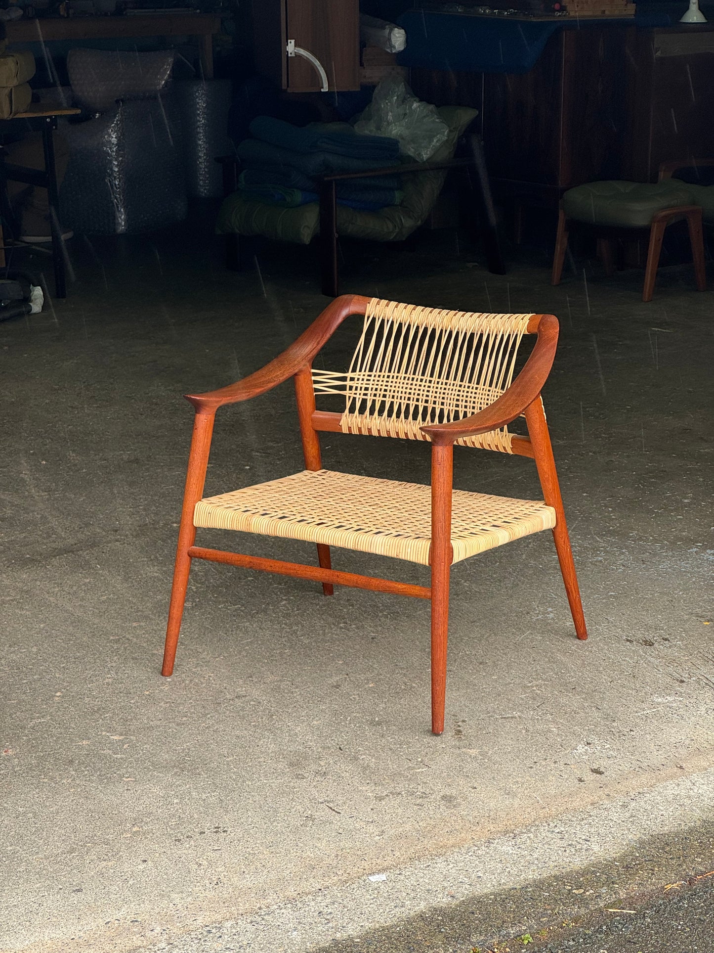 1950s Bambi Lounge Chair by Rolf Rastad and Adolf Relling for Gustav Bahus in teak and cane