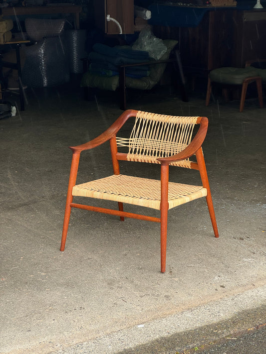 1950s Bambi Lounge Chair by Rolf Rastad and Adolf Relling for Gustav Bahus in teak and cane