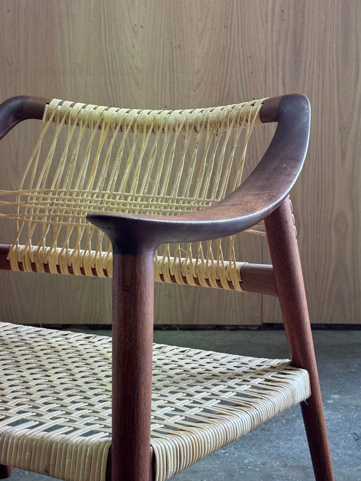 1950s Bambi Lounge Chair by Rolf Rastad and Adolf Relling for Gustav Bahus in teak and cane