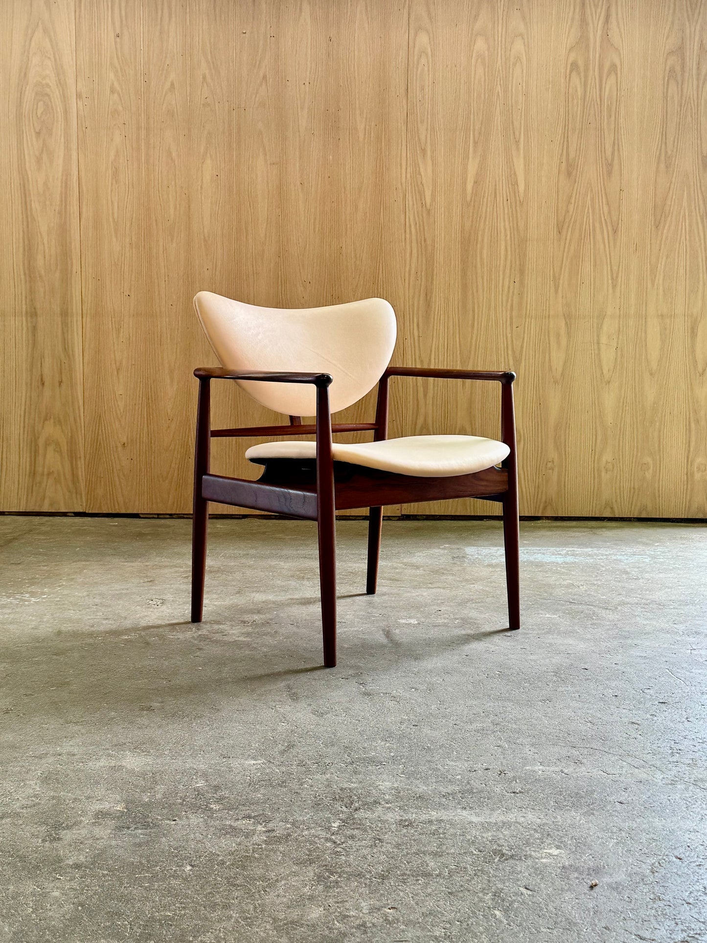 1950s NV48 Dining Chair by Finn Juhl for Niels Vodder in teak and Sorensen vegetal leather