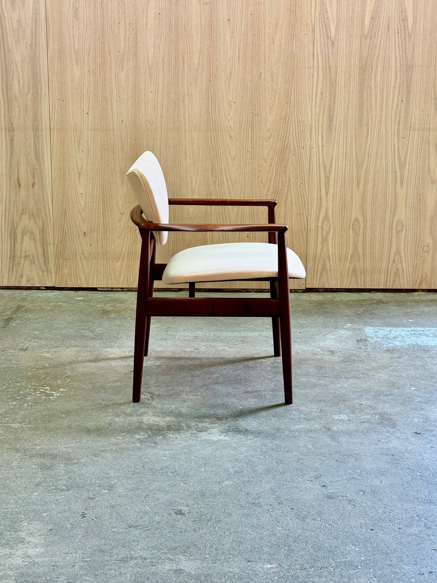 1950s NV48 Dining Chair by Finn Juhl for Niels Vodder in teak and Sorensen vegetal leather
