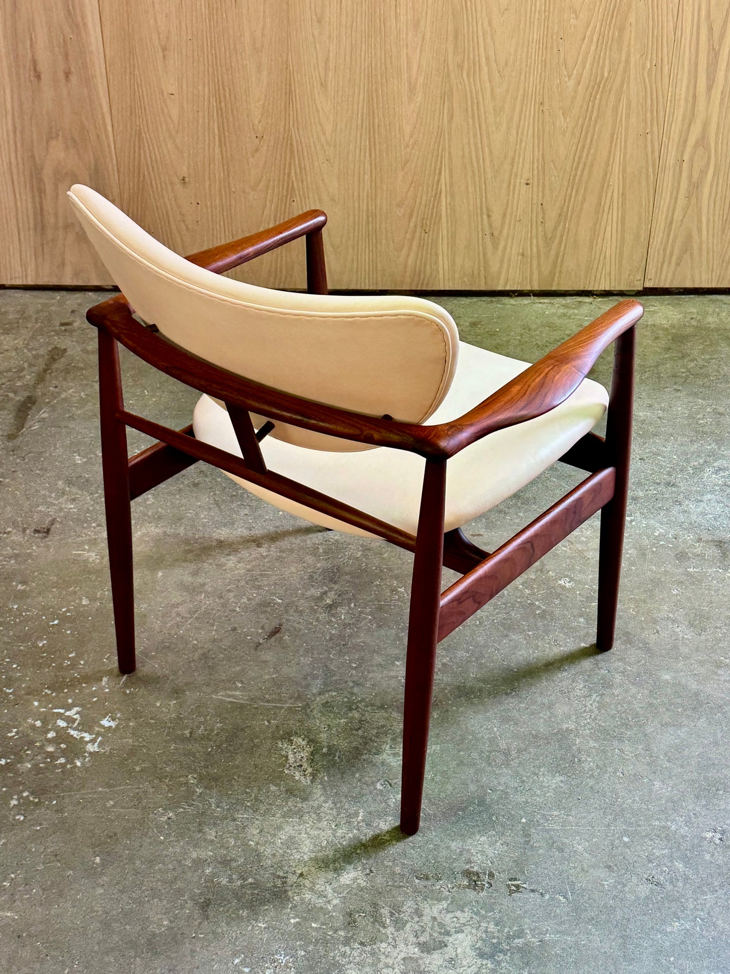 1950s NV48 Dining Chair by Finn Juhl for Niels Vodder in teak and Sorensen vegetal leather