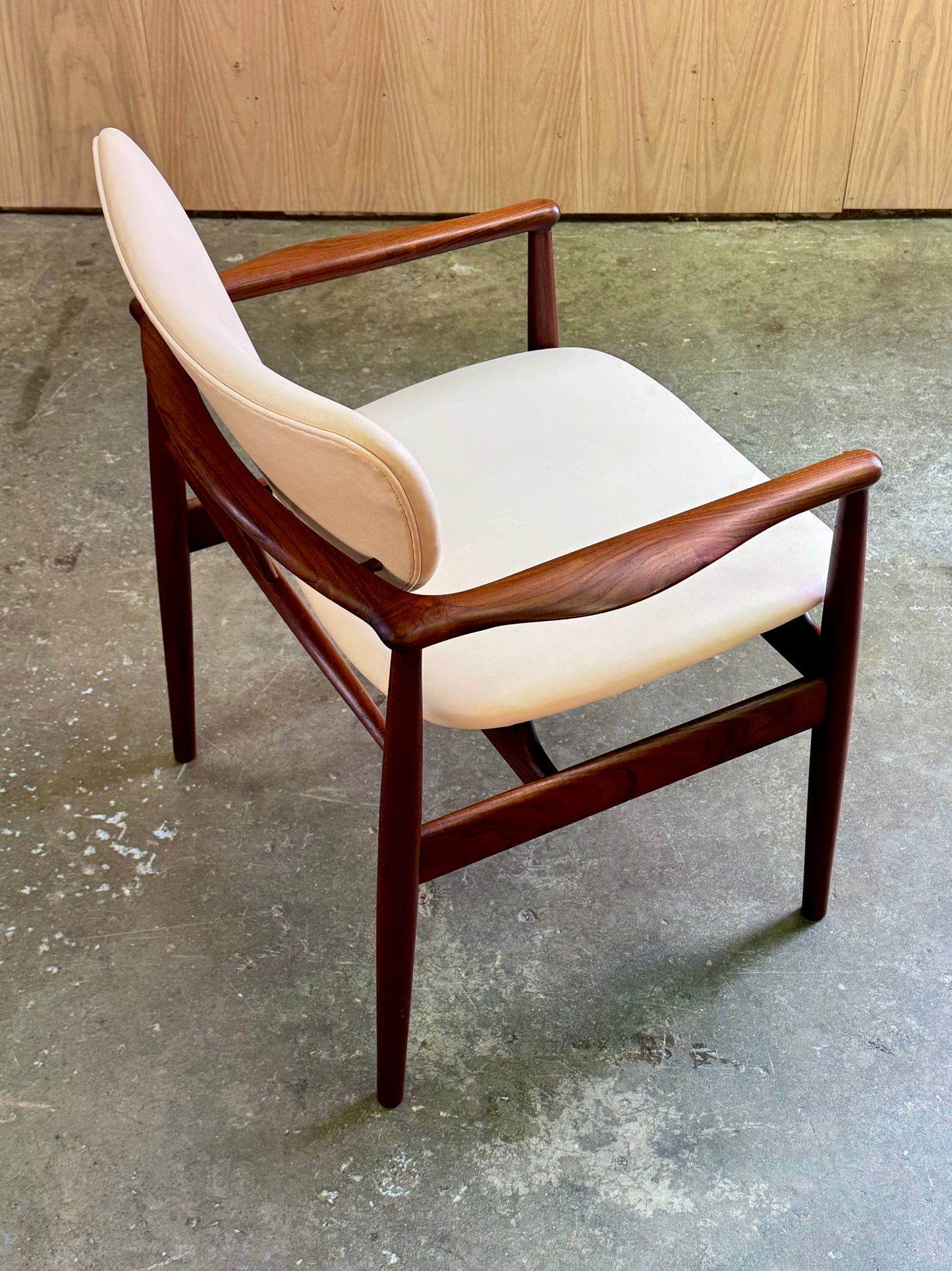 1950s NV48 Dining Chair by Finn Juhl for Niels Vodder in teak and Sorensen vegetal leather