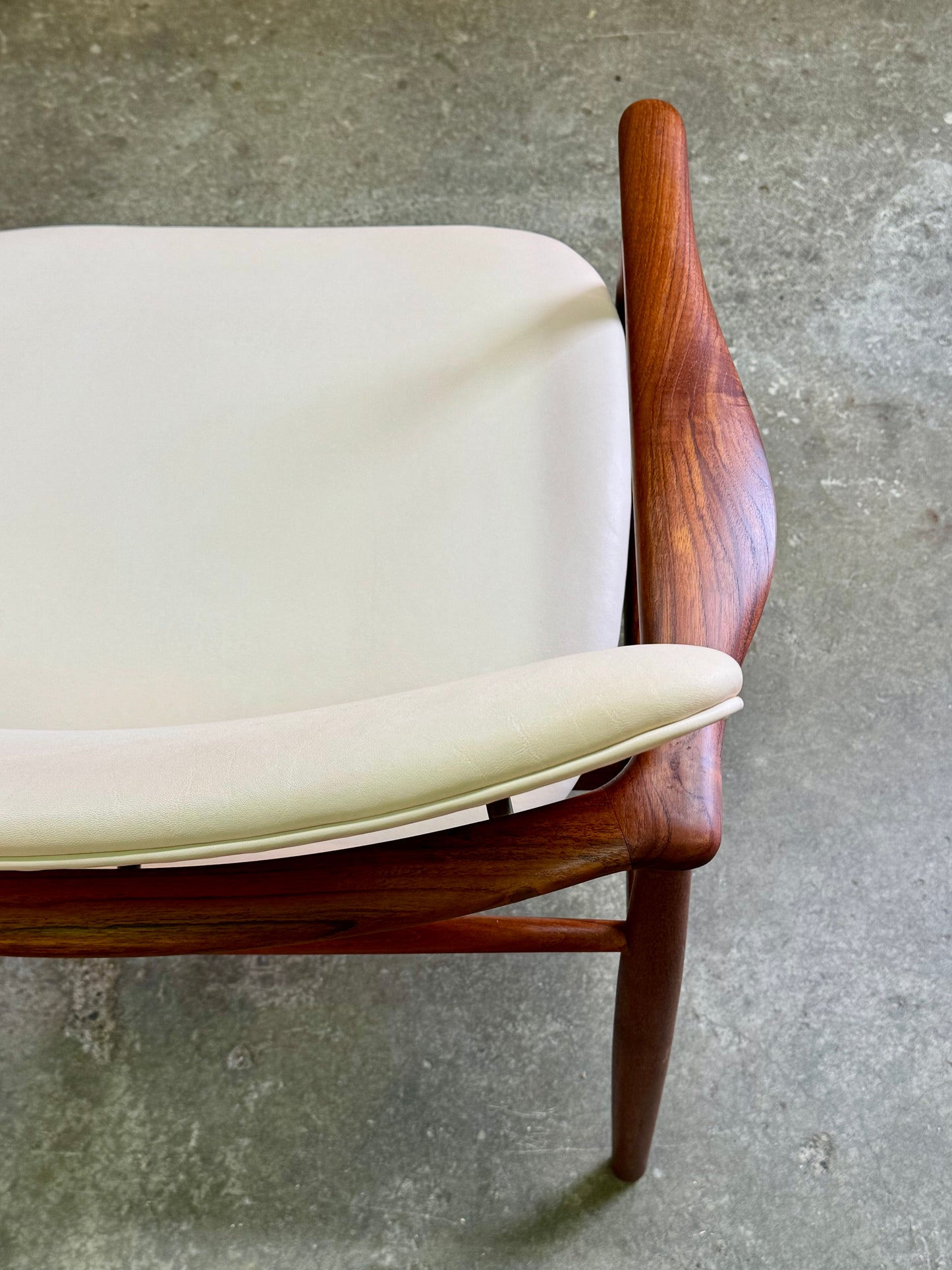 1950s NV48 Dining Chair by Finn Juhl for Niels Vodder in teak and Sorensen vegetal leather